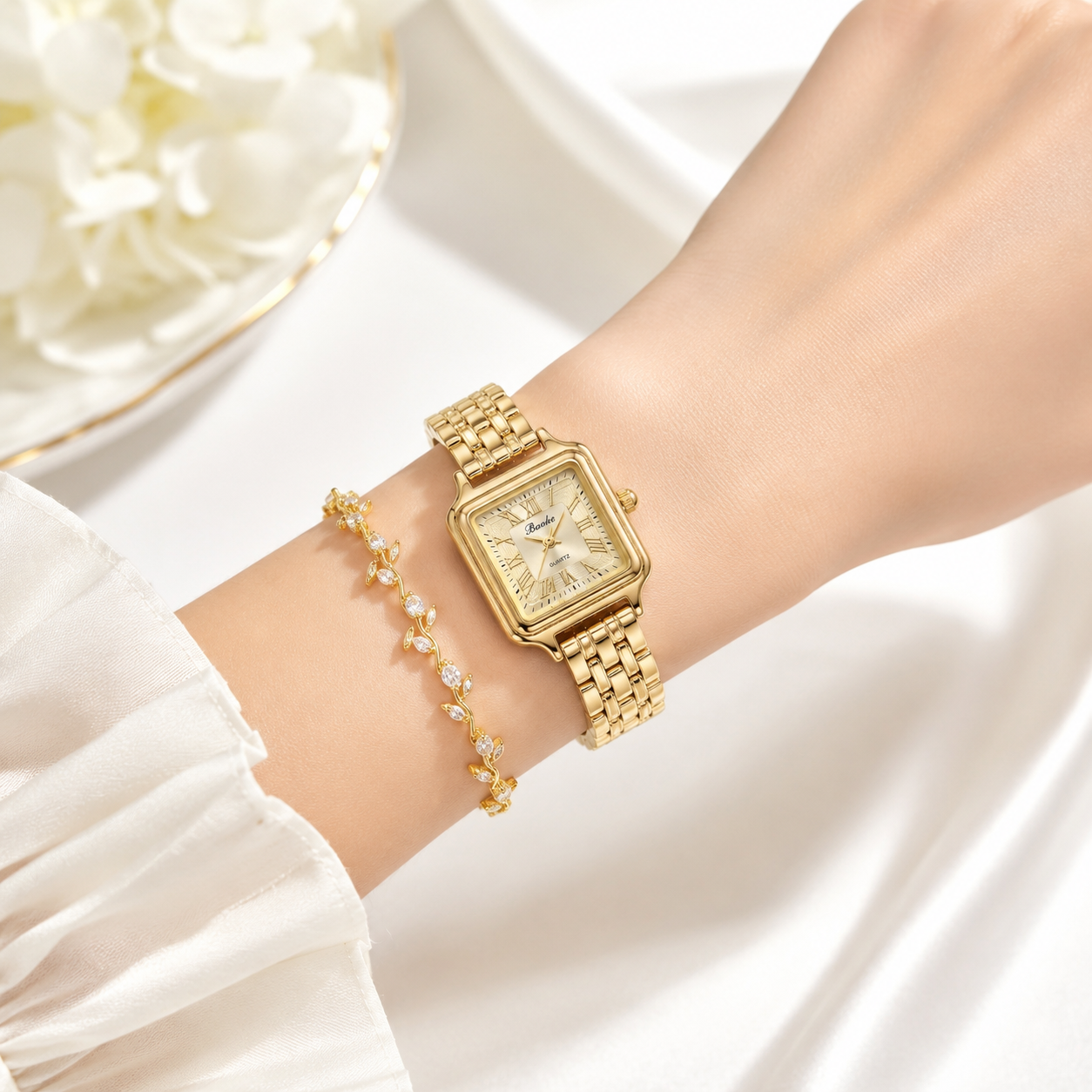 All Gold Roman Tulip Watch For Her