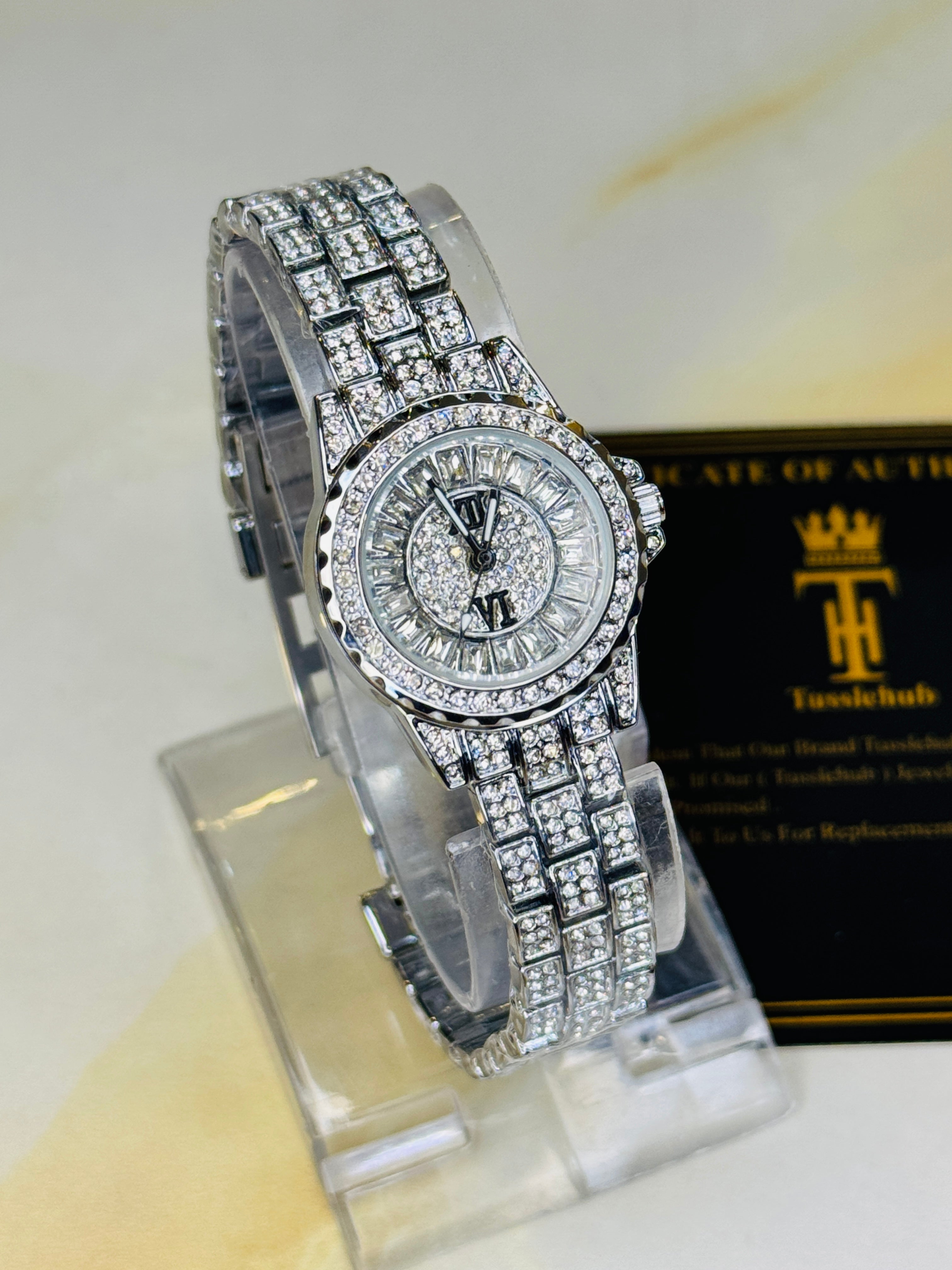 Silver Odd Iced Out Watch For Her