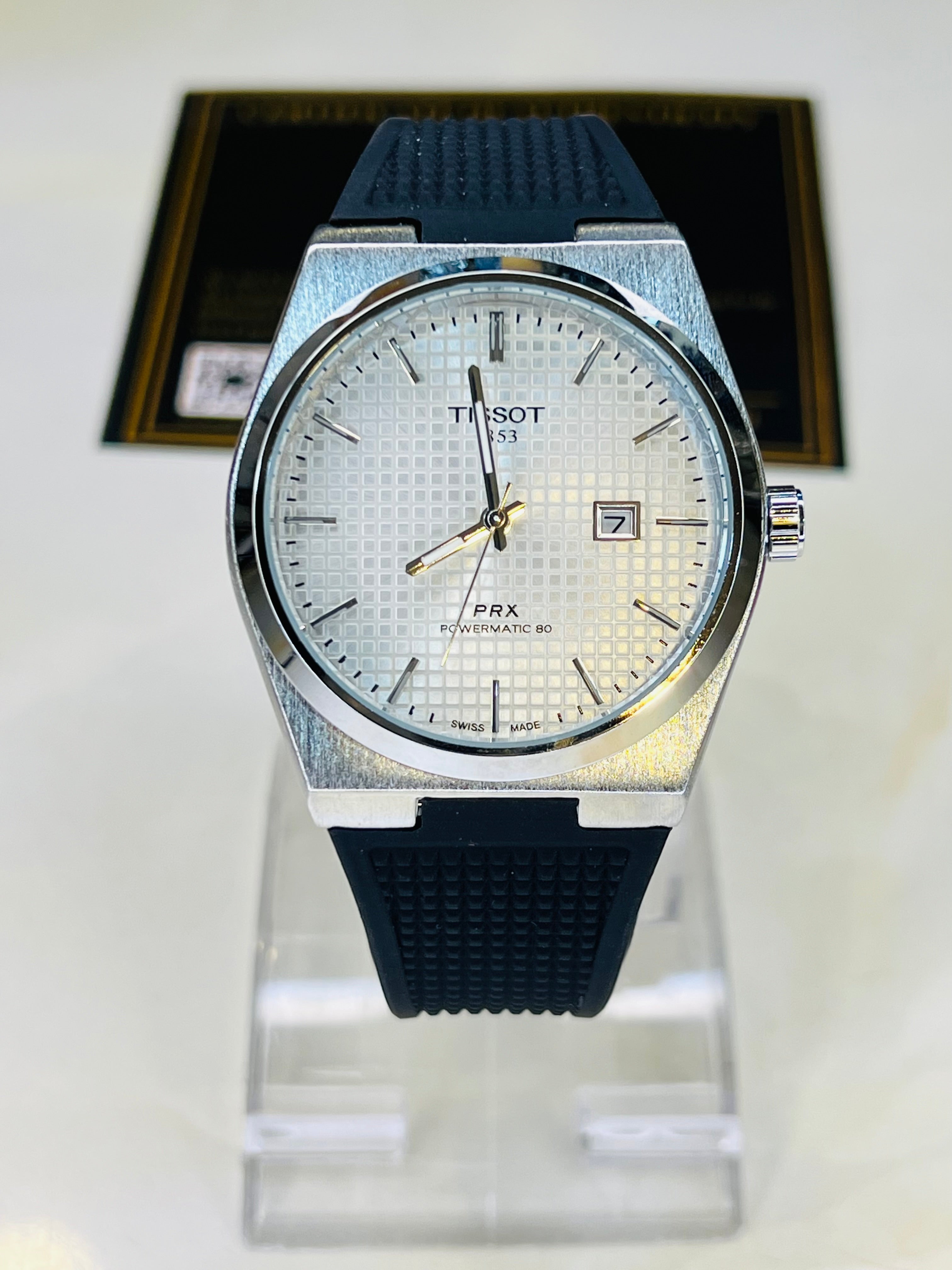 Black Silver White PRX Silicon Strap Watchh