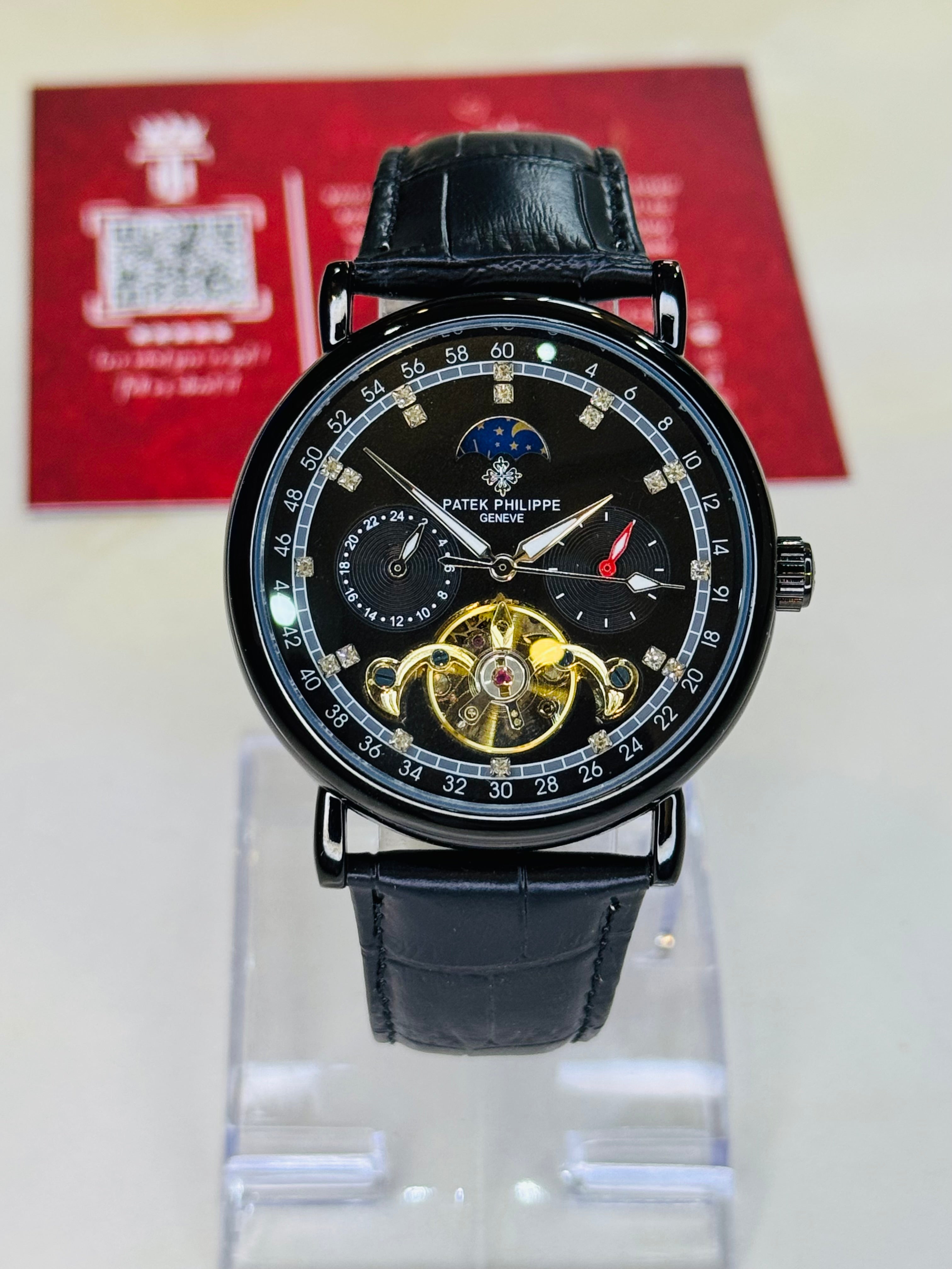 Patek Phillipe Black Automatic Pendulum MoonGraph Watch