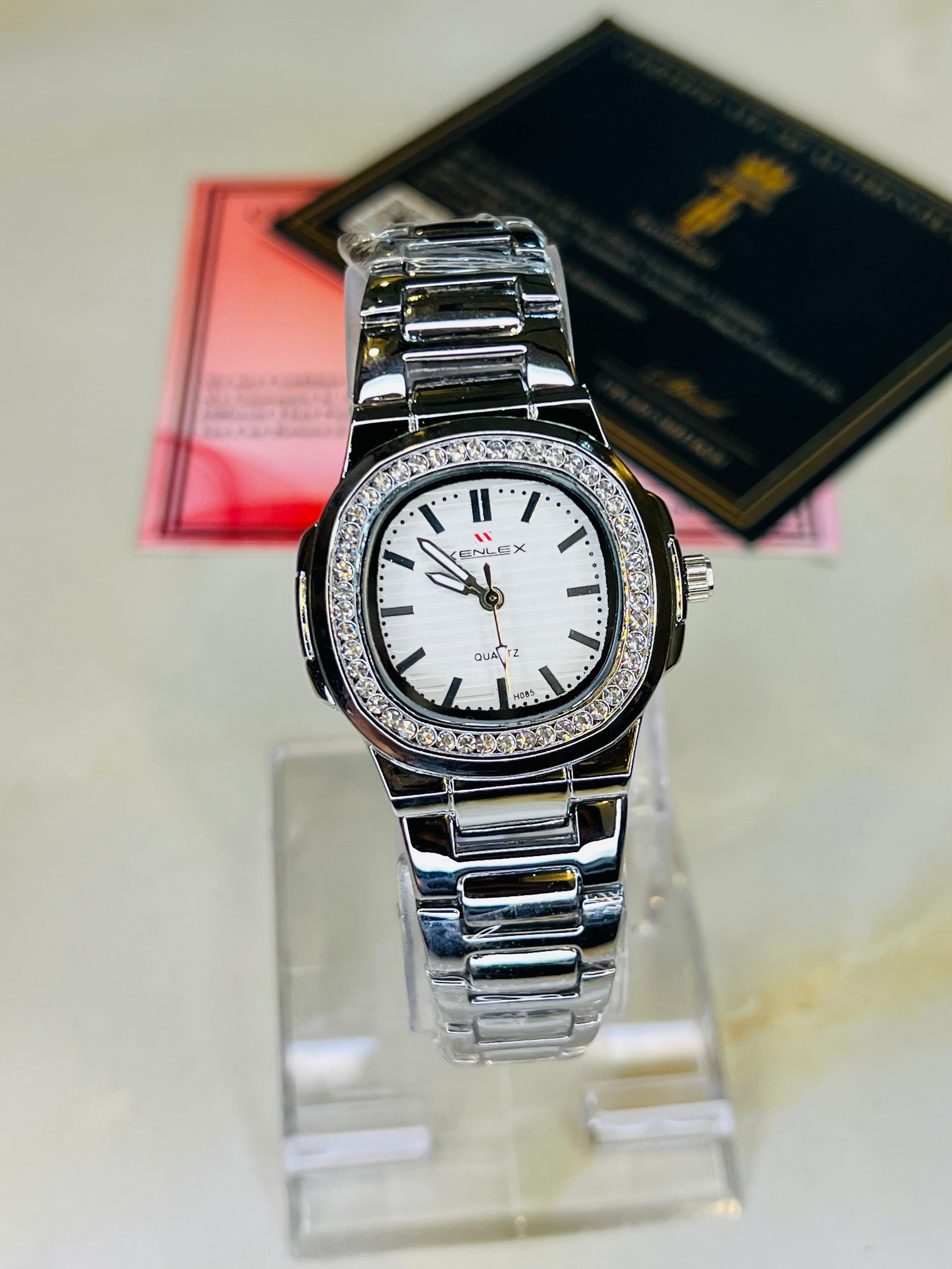 Xenlex Nautilus Silver Zircon Watch For Her