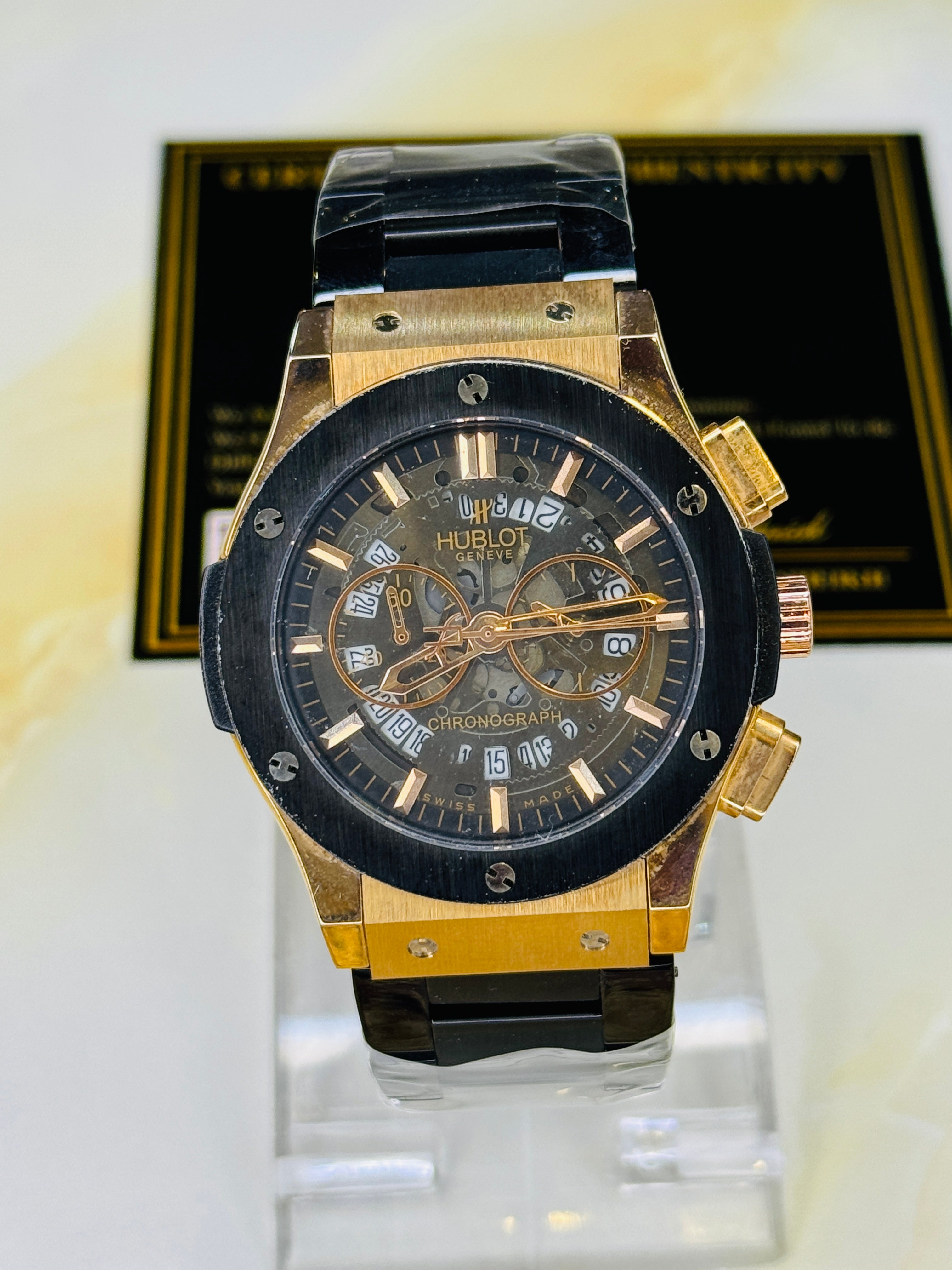 Minimal Copper Black Hologram Dial Super Clone Chronograph Hublot Watch