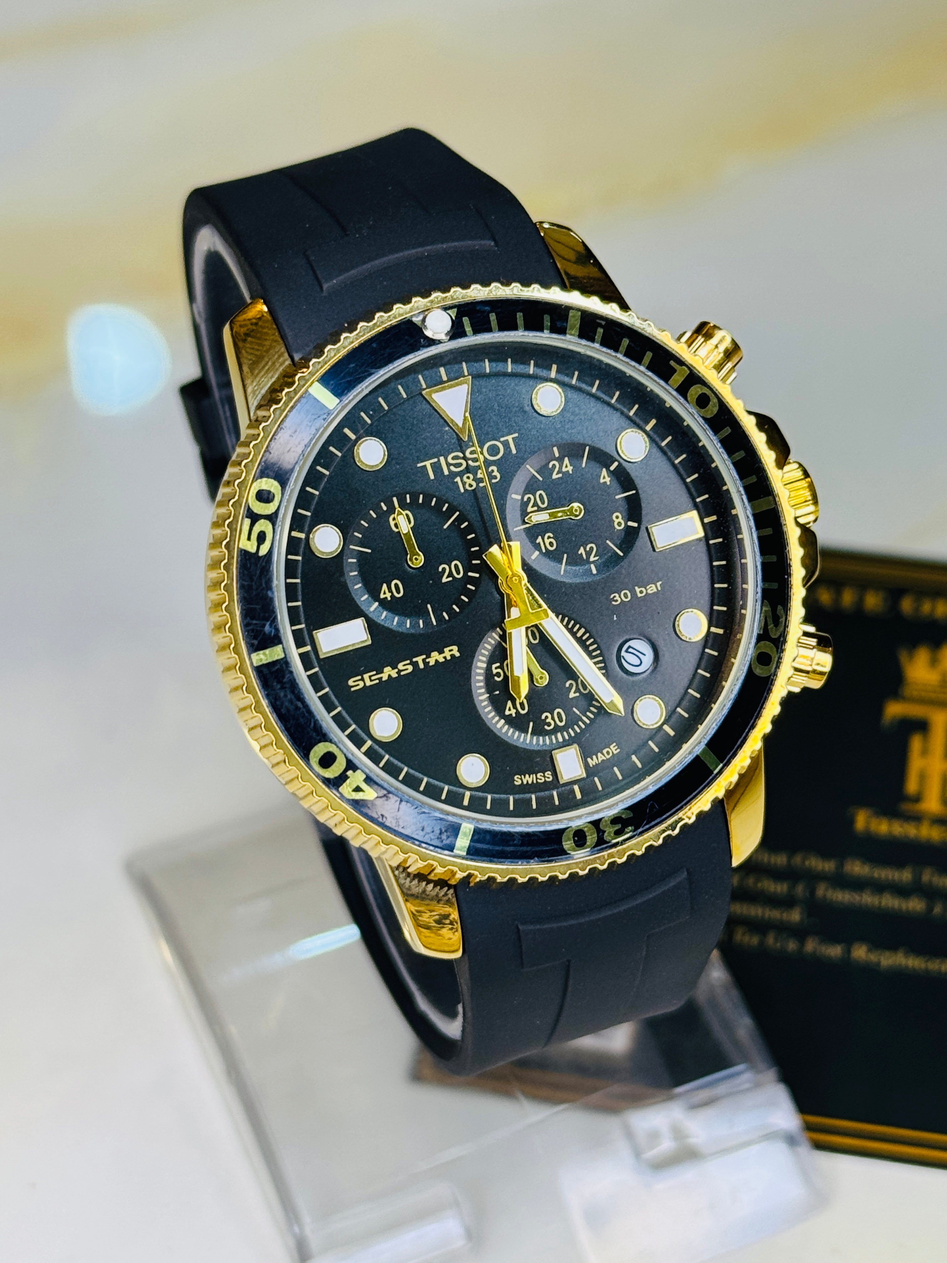 Black Gold Black Tissot Sea Star Chronograph Watch