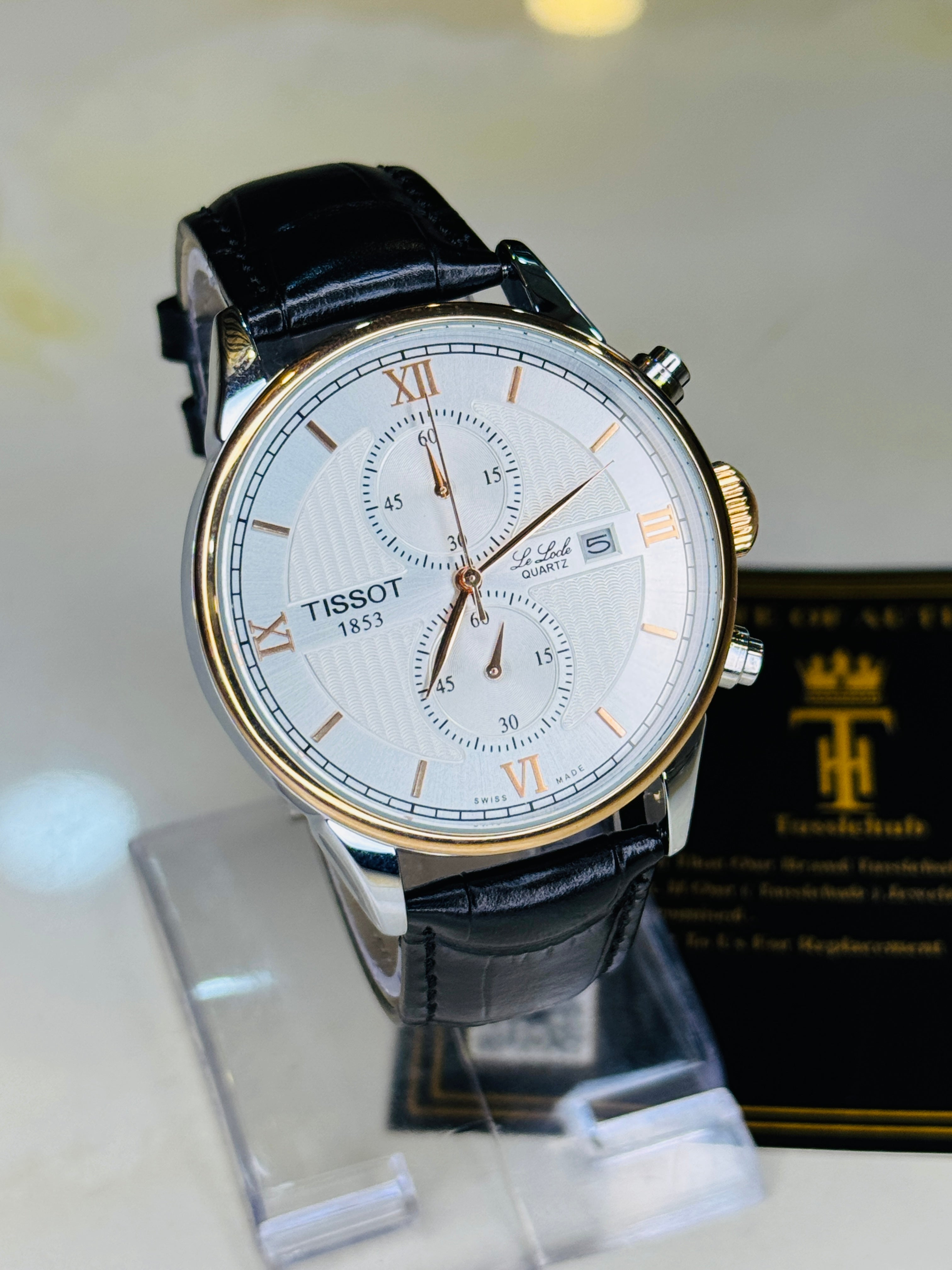 Le Lode Black Leather Chronograph Dial Tissot Watch