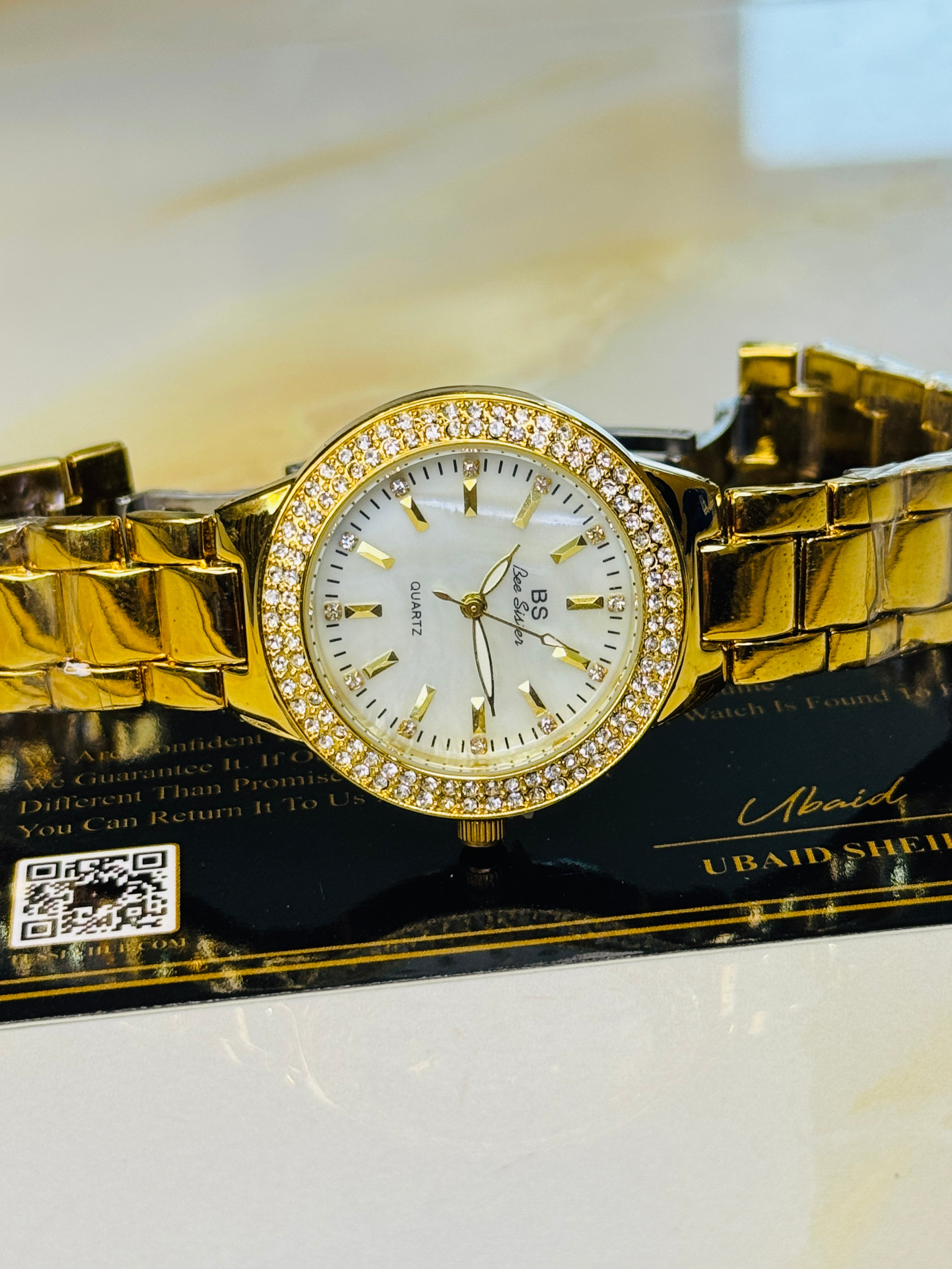 Bee Sister Gold Zircon Bezel Watch For Her