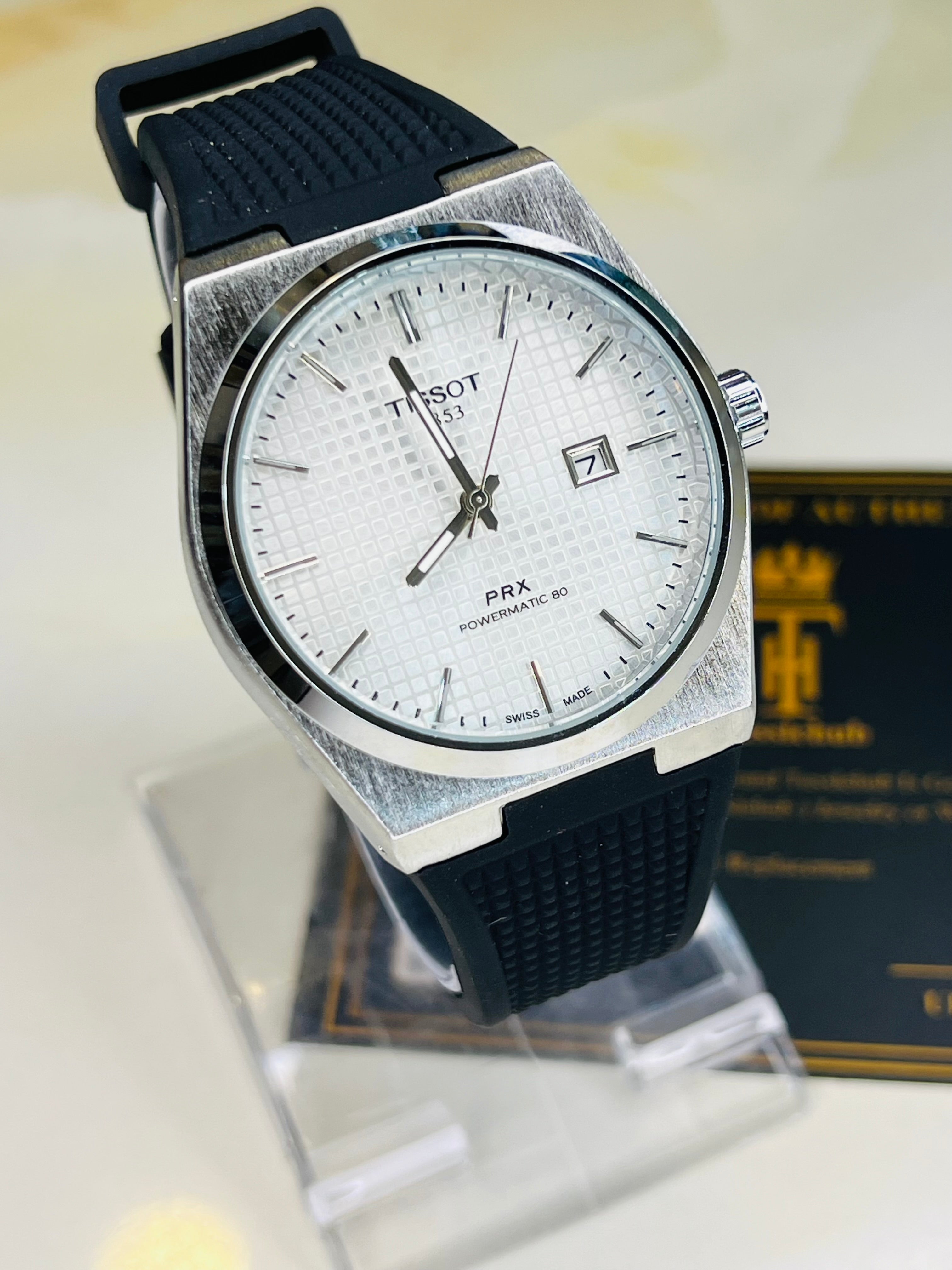 Black Silver White PRX Silicon Strap Watchh