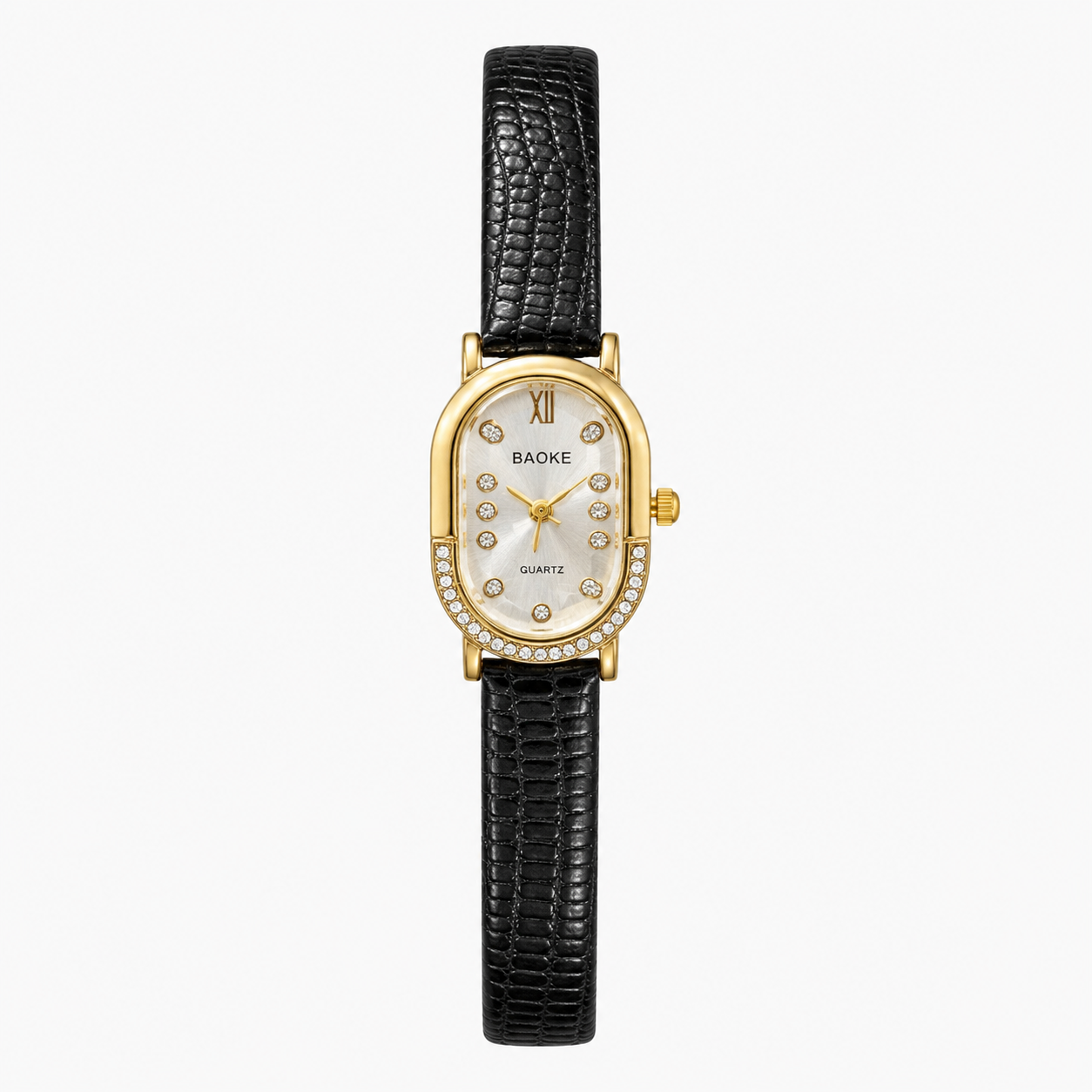 Snake leather Baoke Black Gold Watch For Her