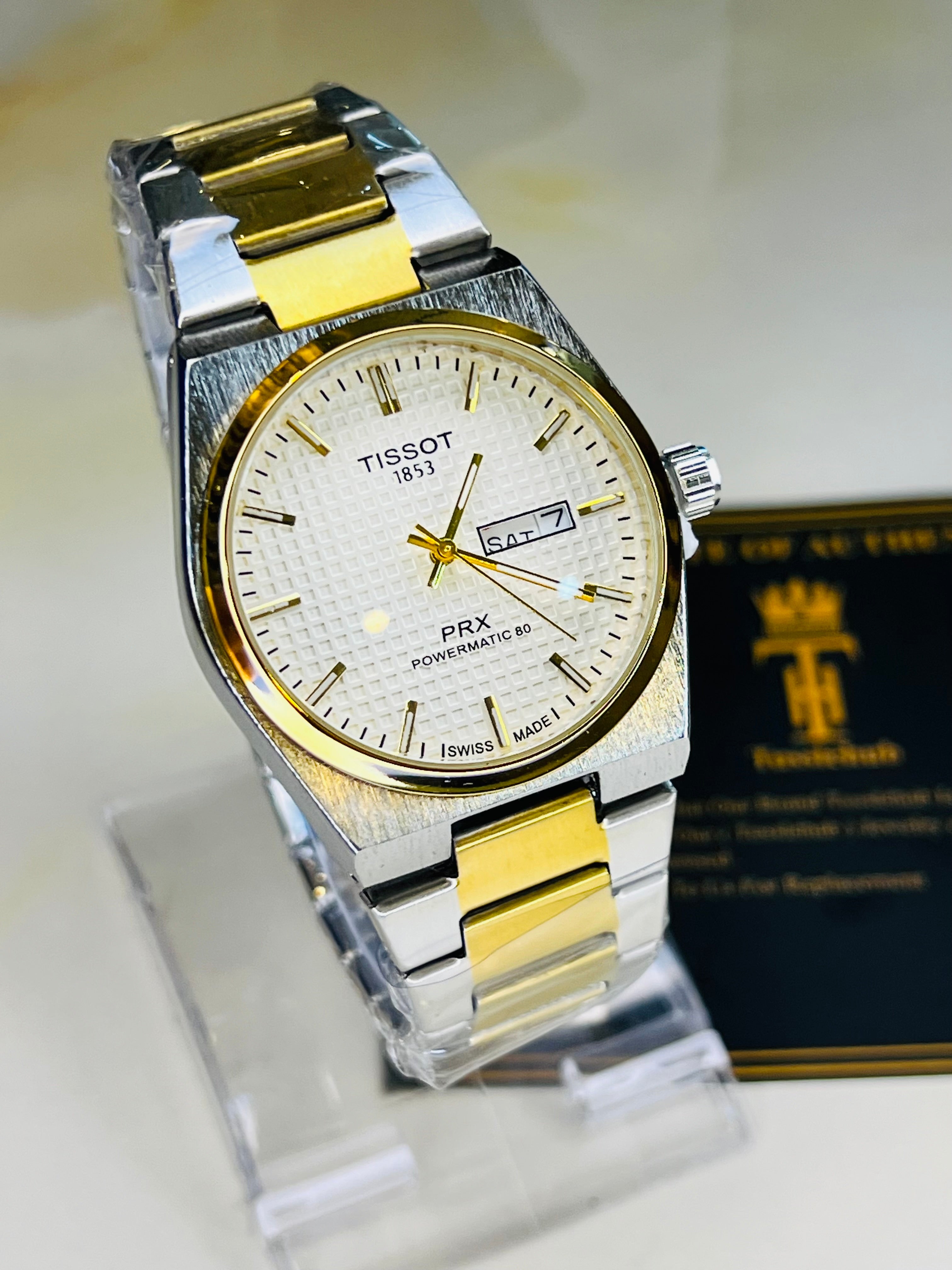 Tissot PRX Silver Gold With White Textured Dial Watch