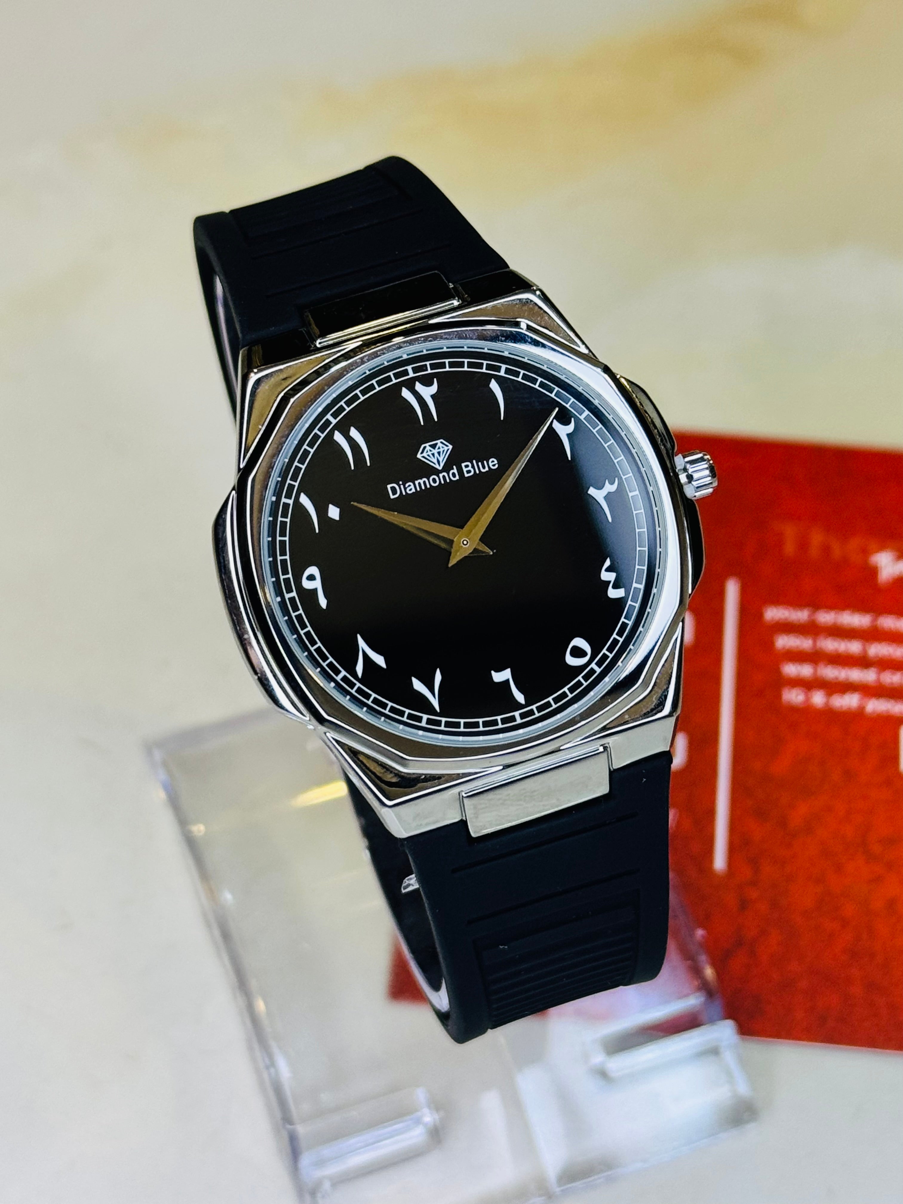 Black Silver Slim Arabic Magnet Strap Watch