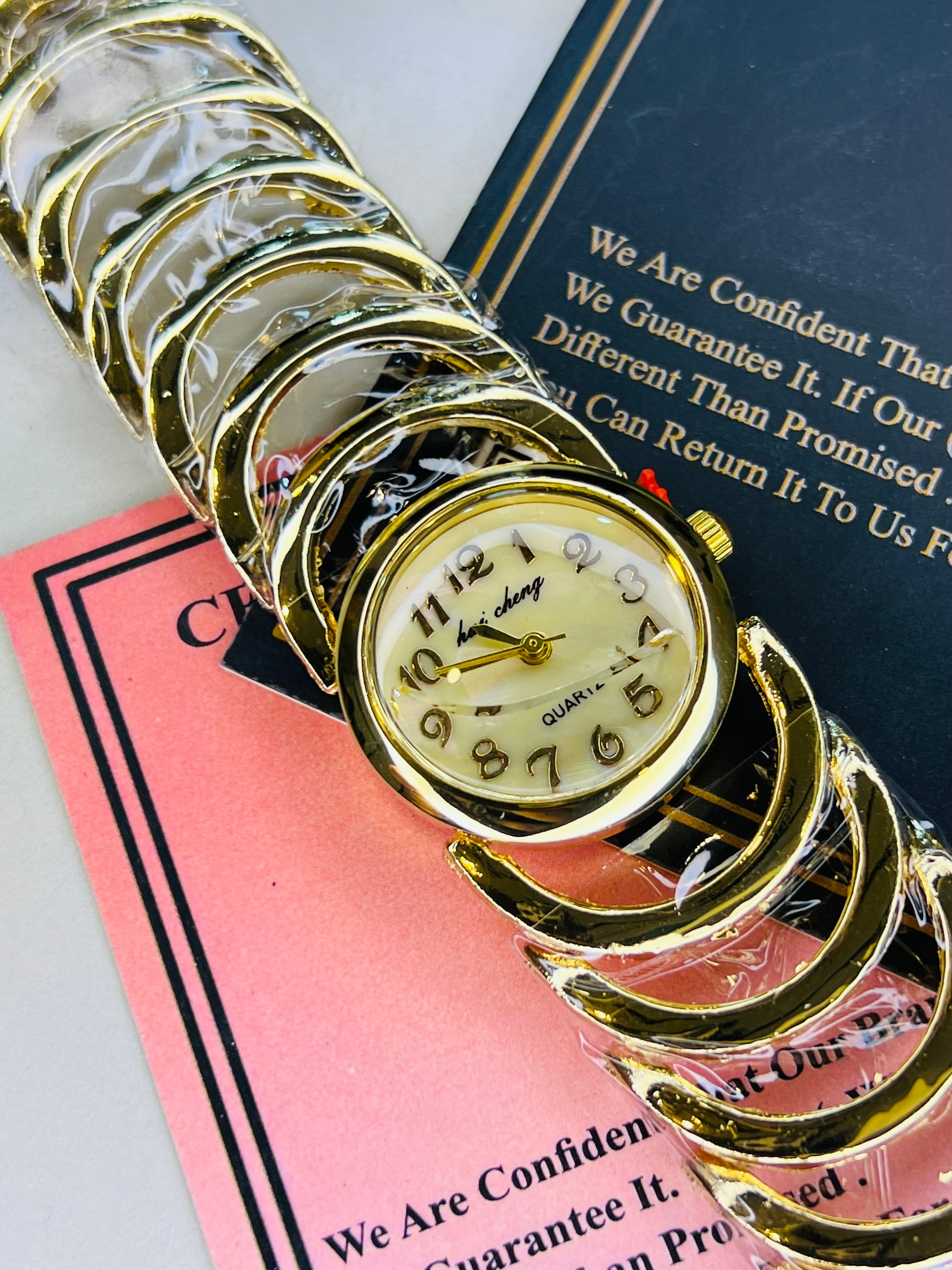 Gold Semi Circle Bracelet Watch For Her