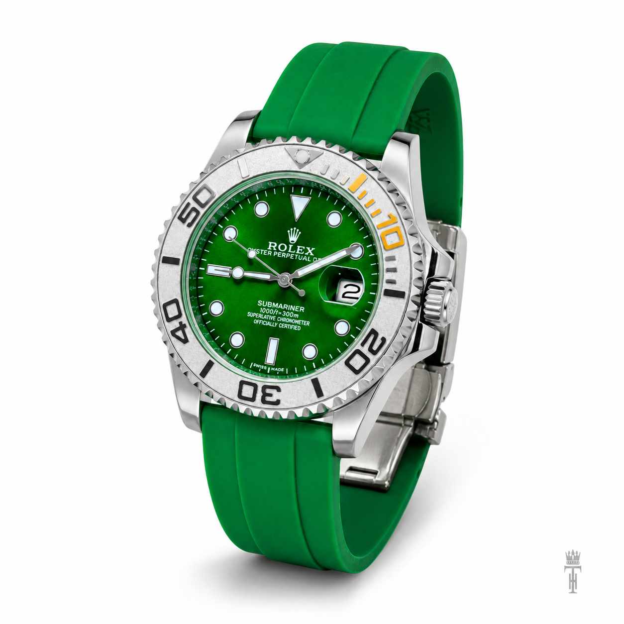 Green Silver Dial Black Yatchmaster Watch