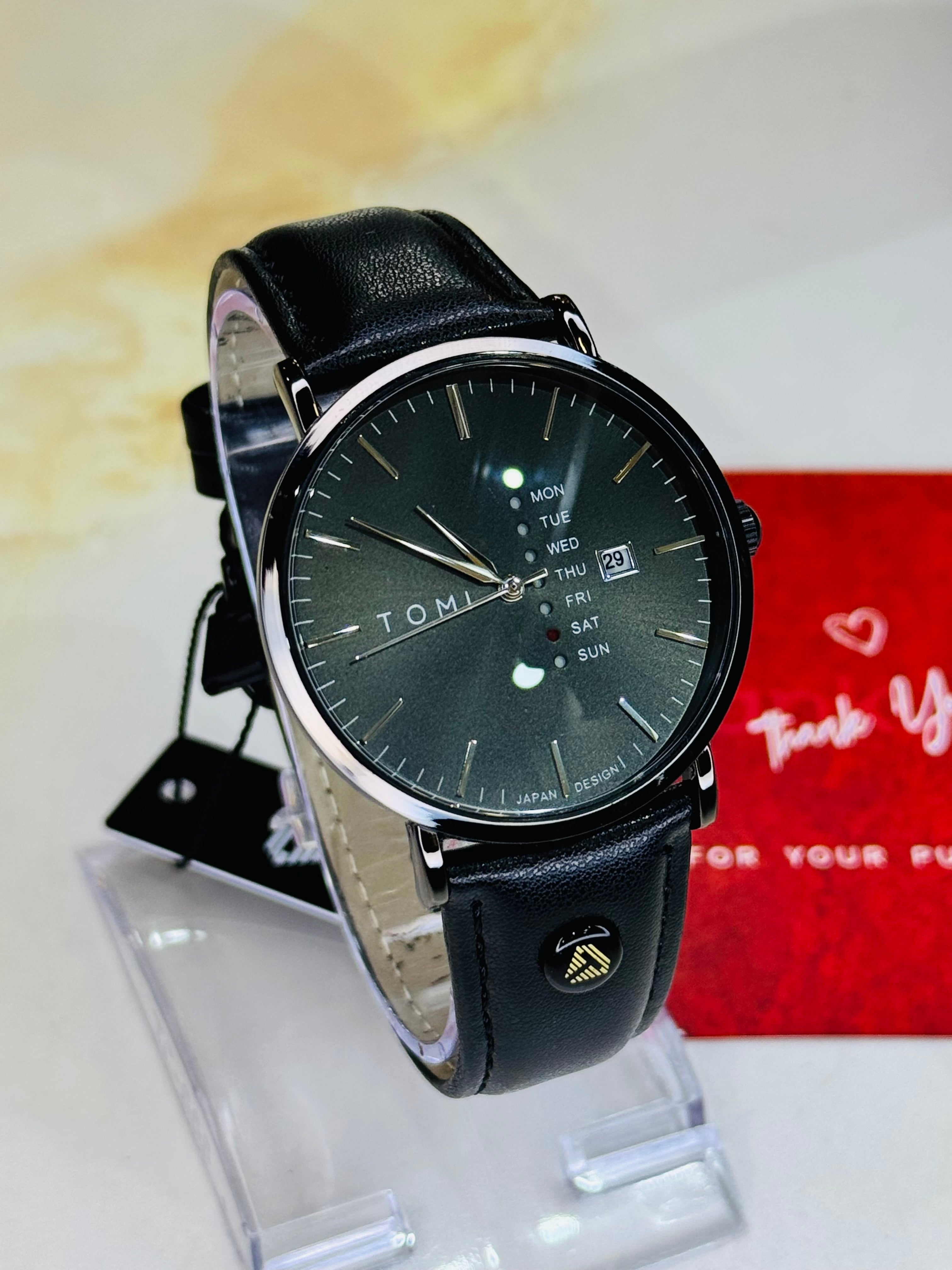 Tomi Mentor All Black Day Date Watch