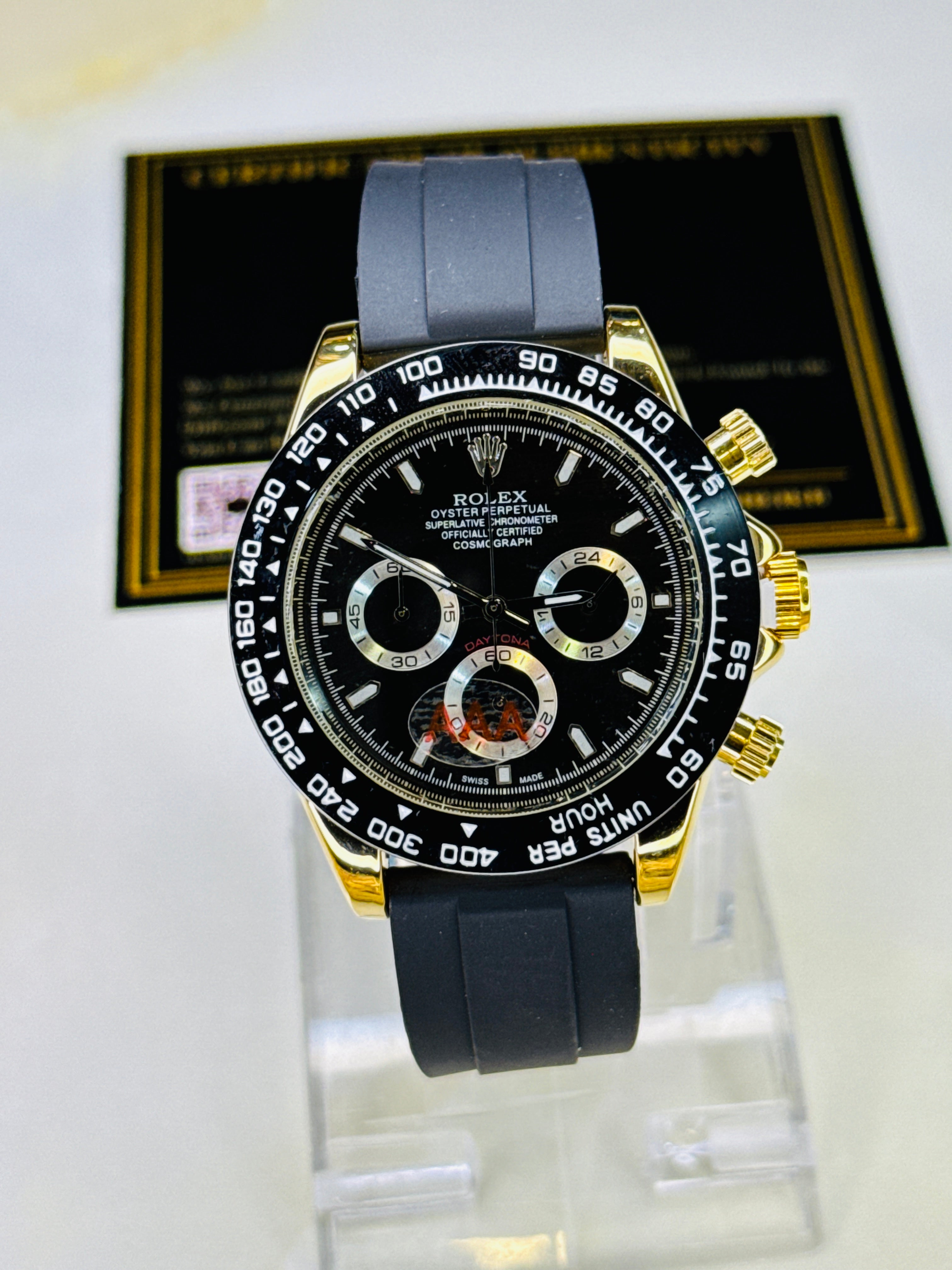 Gold Black Dial Daytona Chronographs Dial Watch