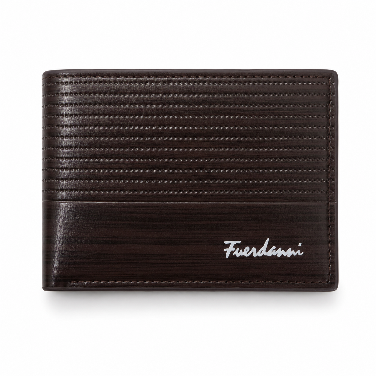 Fuerdanni Men's Slim Leather Bifold Wallet - Perforated Accent Design