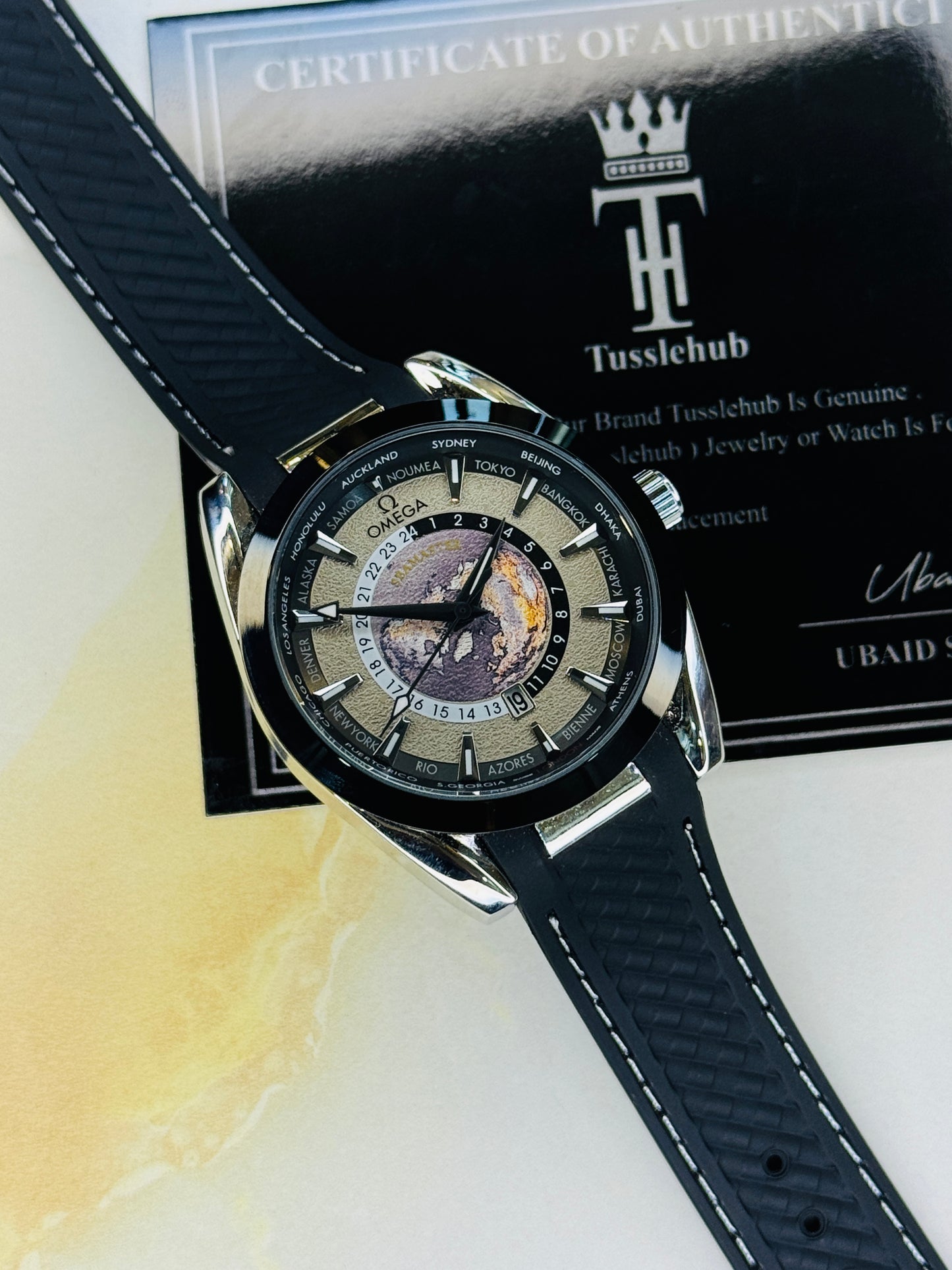 Black Silver Aqua Terra Omega Watch