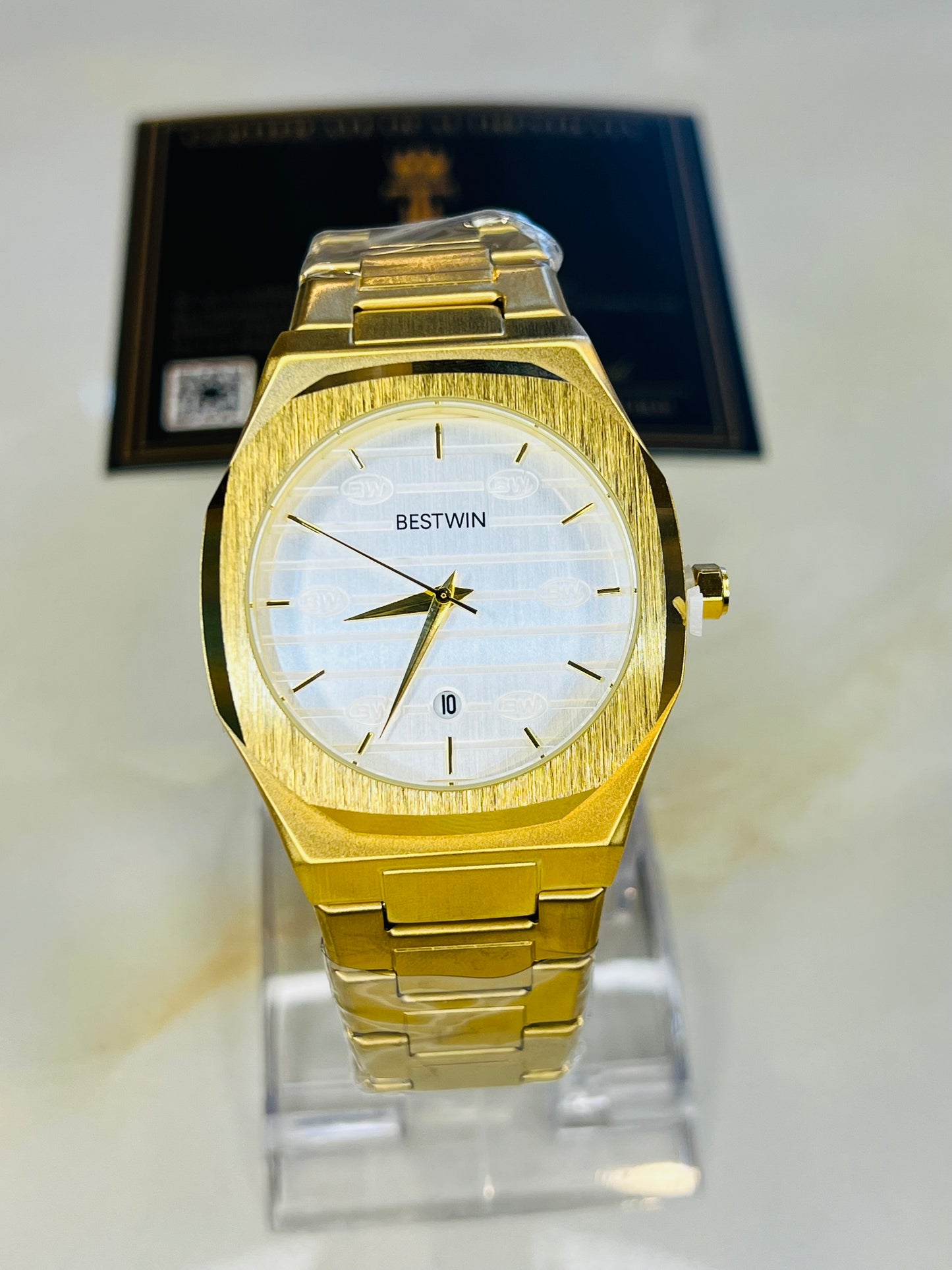 Gold White Dial Bestwin Watch