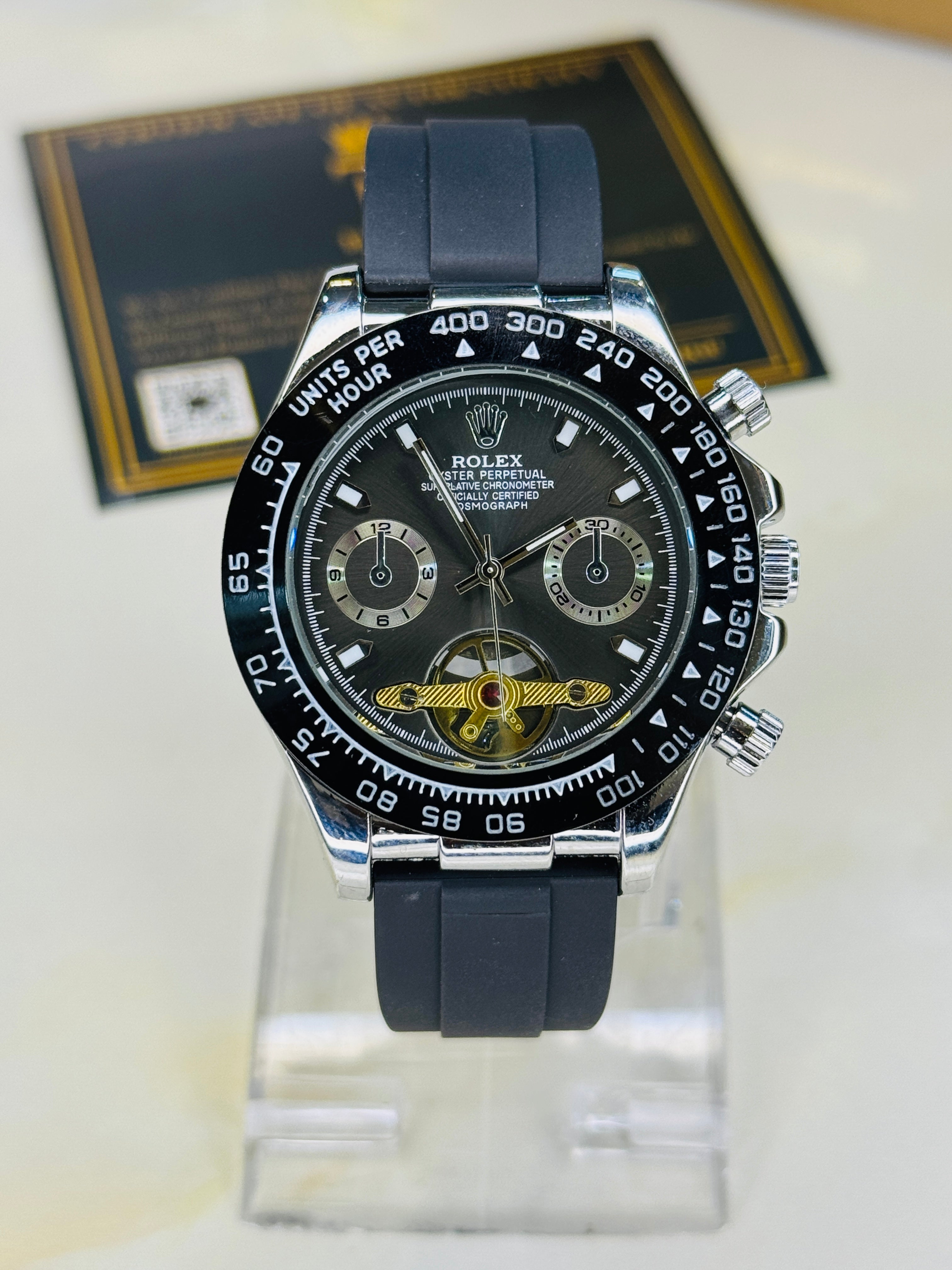 Skeleton Daytona Silver Black Watch