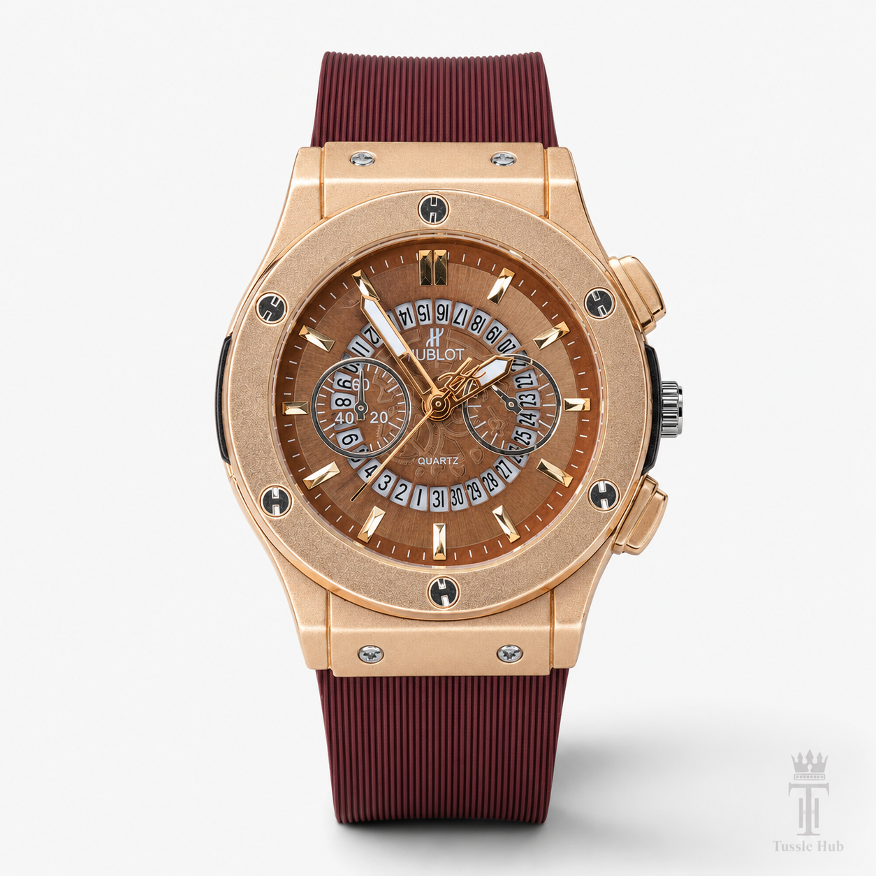 Coffee Gold Hologram Hublot Silicone Strap Watch