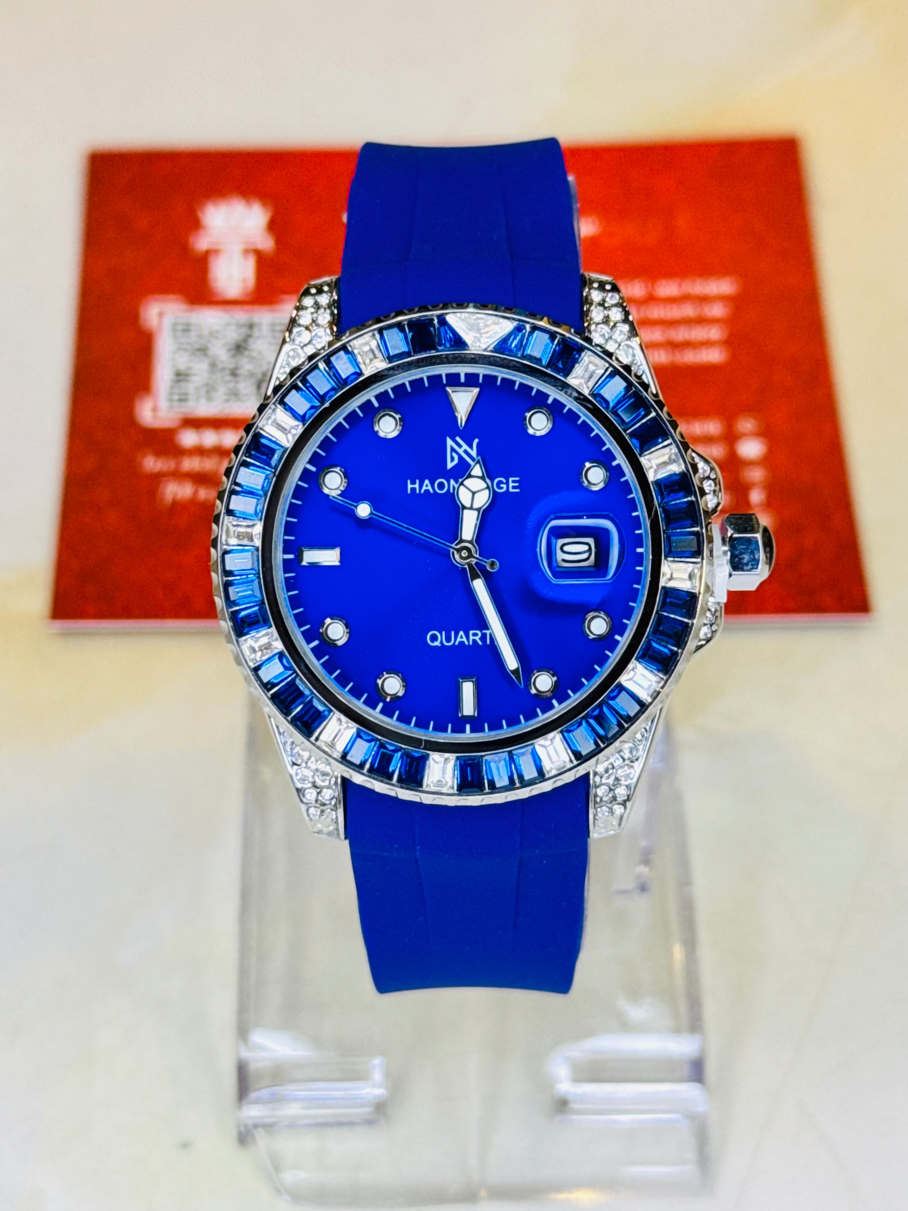 Sapphire Gem Stones Bezel Watch
