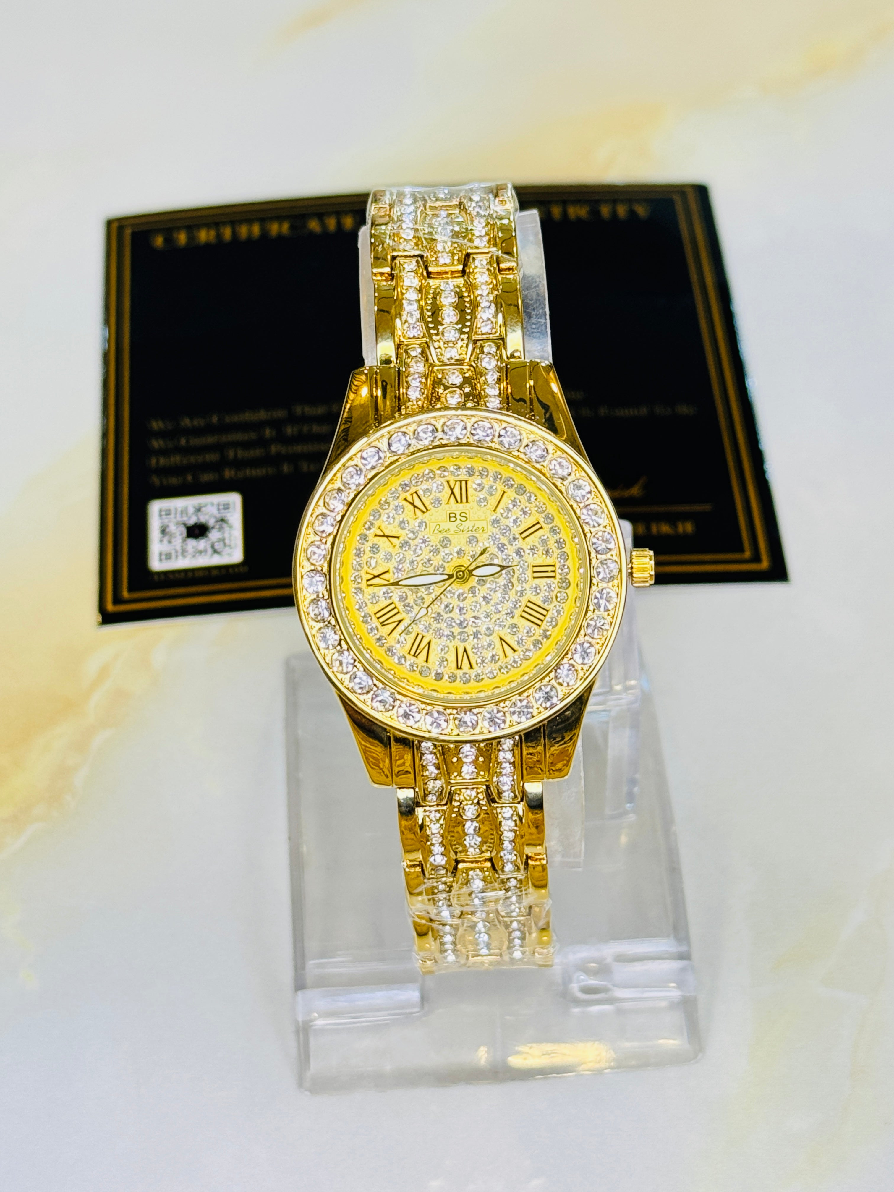Gold Iced Out Watch For Her