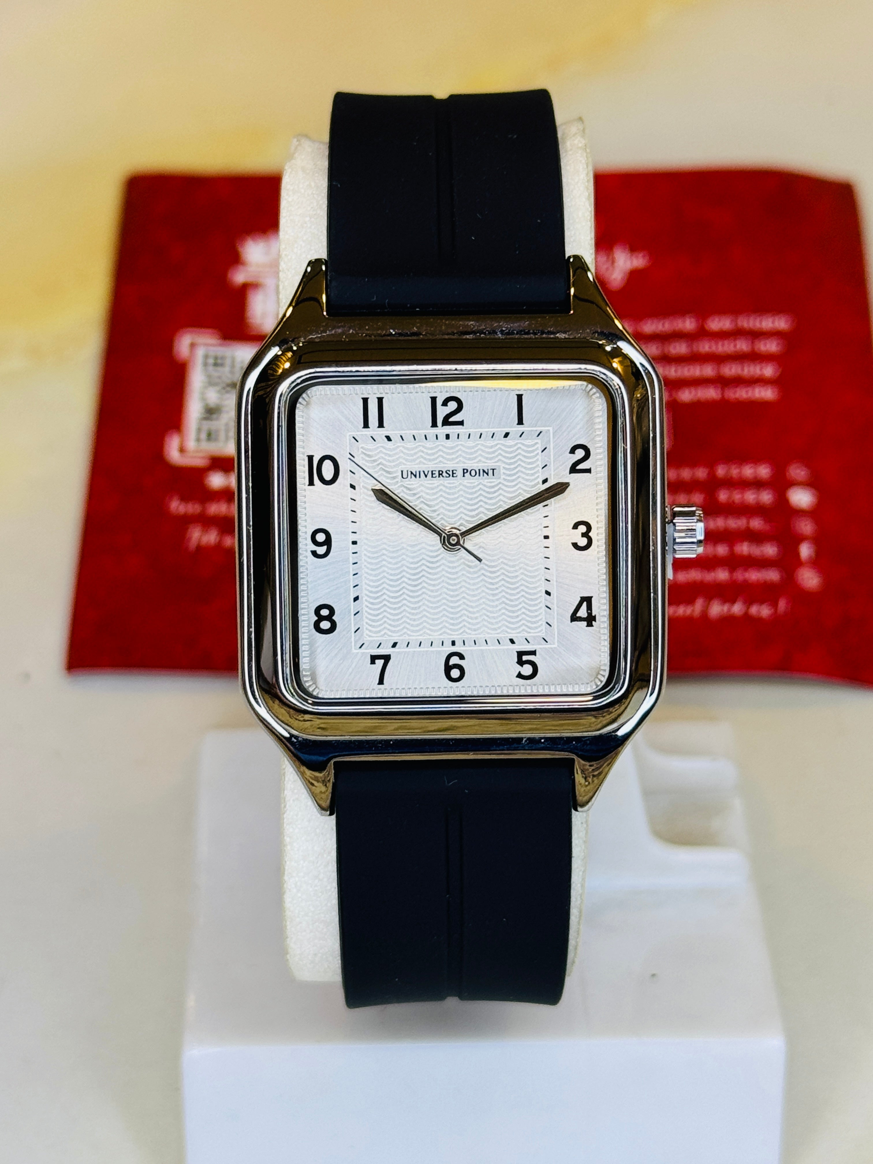 Black Silver White Slim Square Universe Point Watch