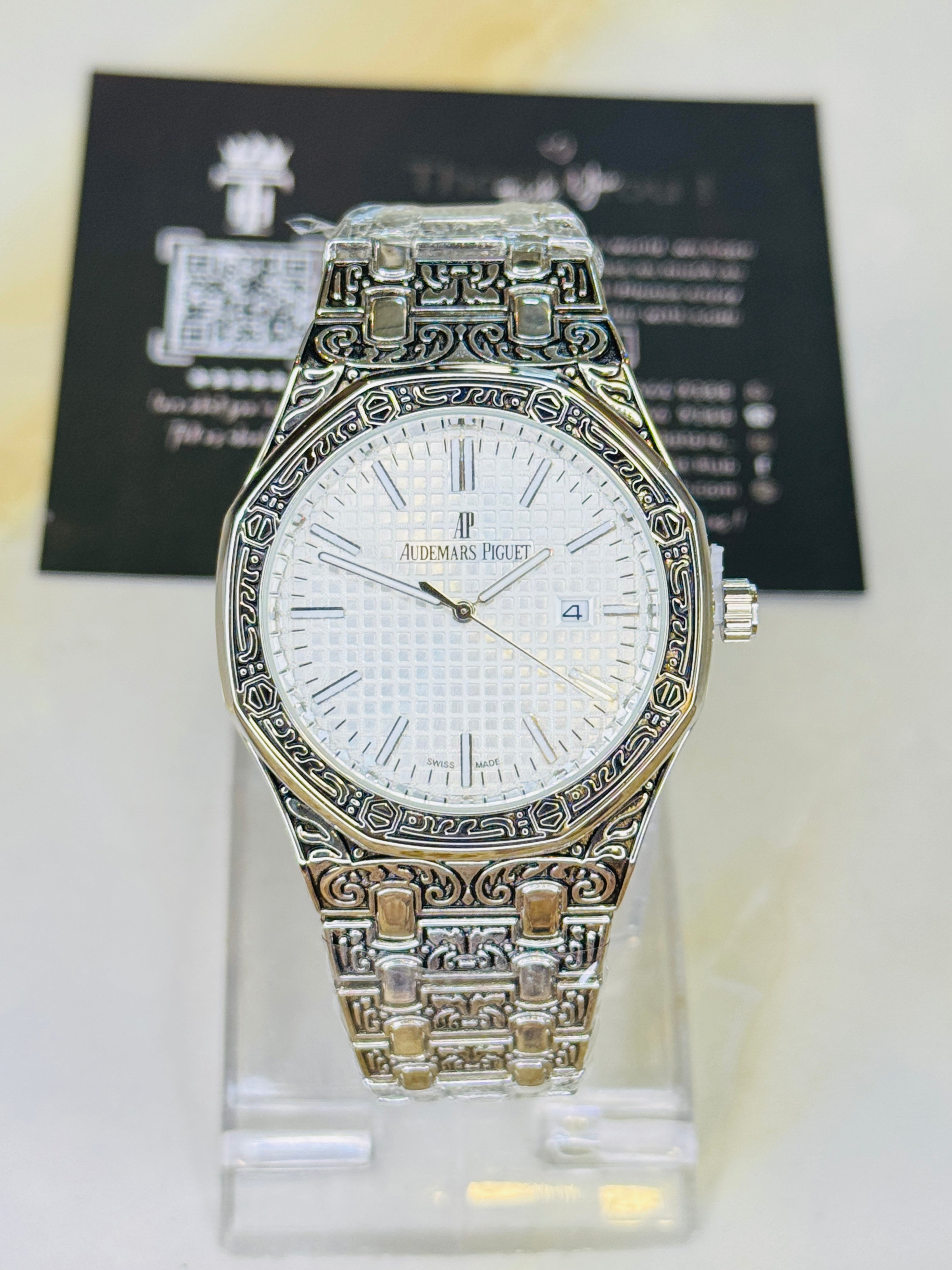 Calligraphic Silver White AP Watch