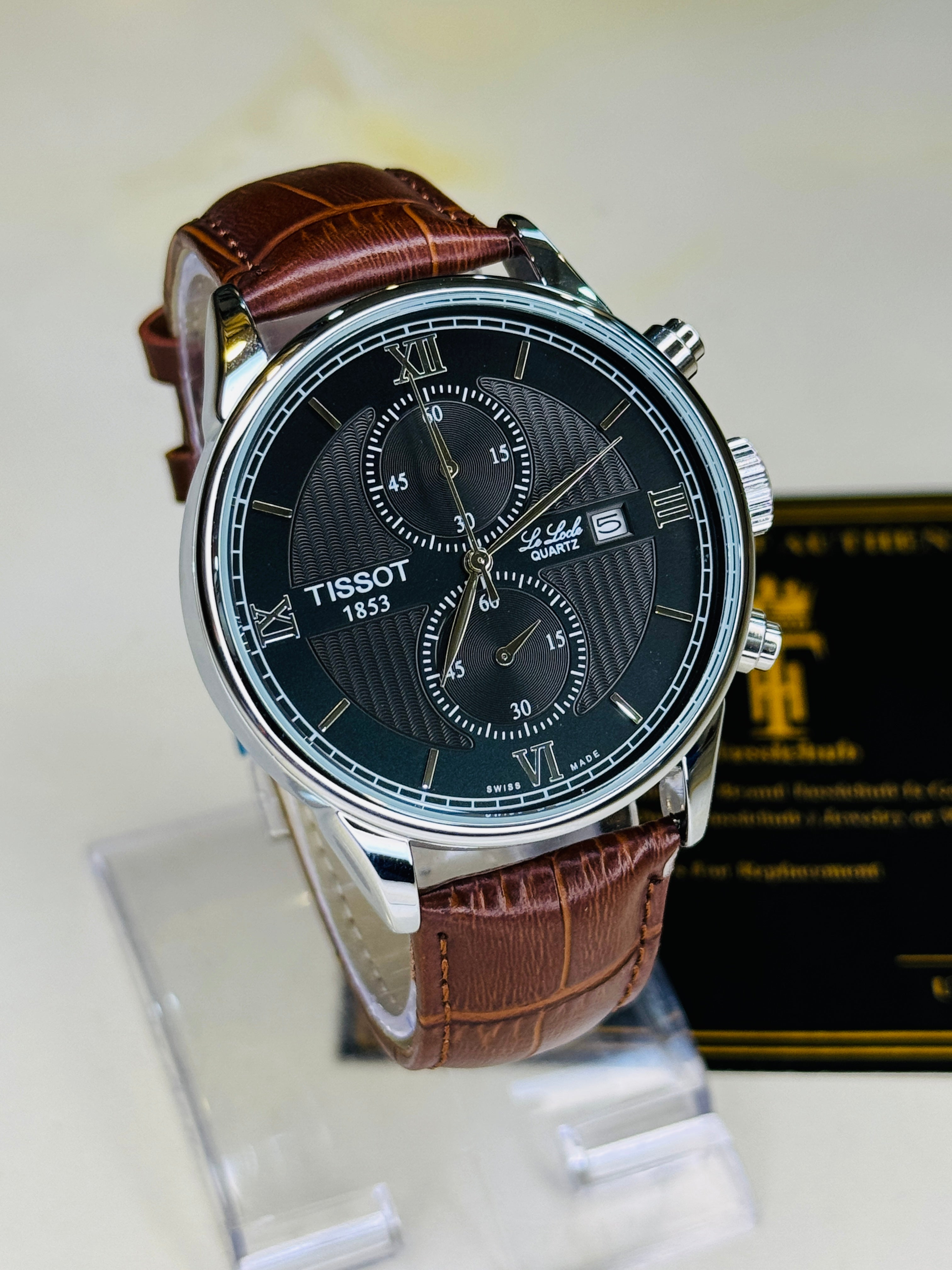 Le Lode Brown Leather Chronograph Dial Tissot Watch