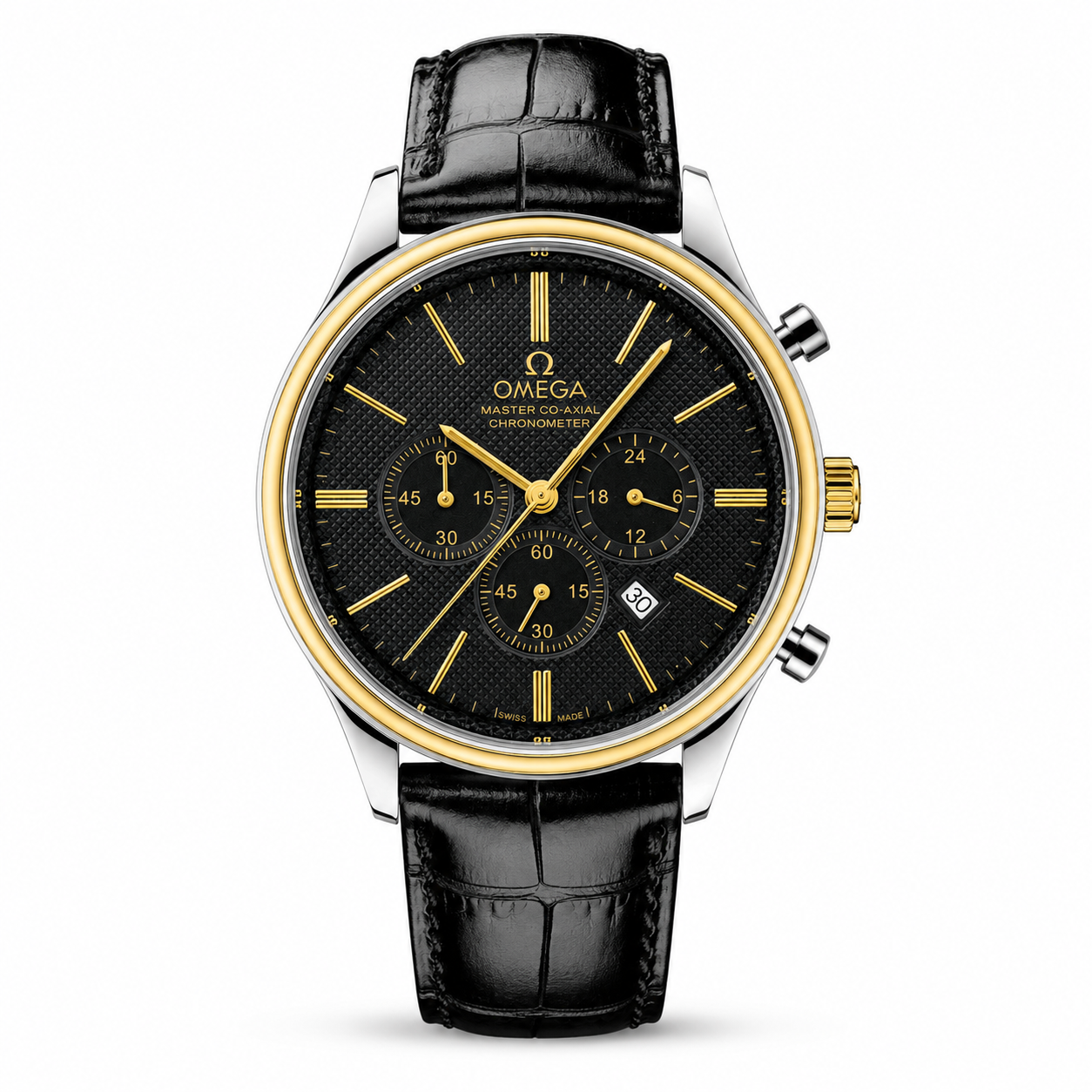 Master Co Axial Black Strapped Chronograph Dial Watch