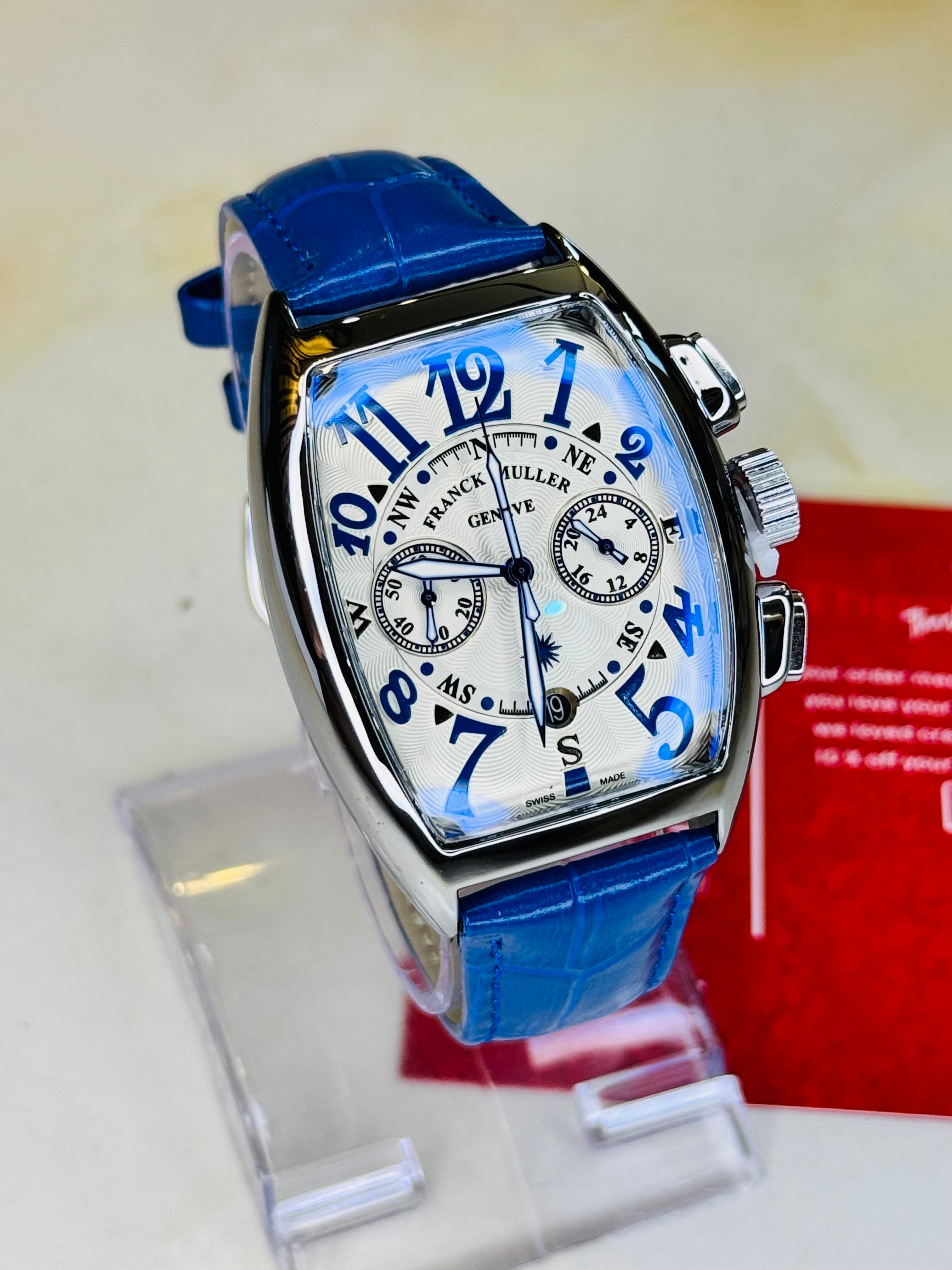 Frank Muller Blue Silver Chronograph Dial Watch