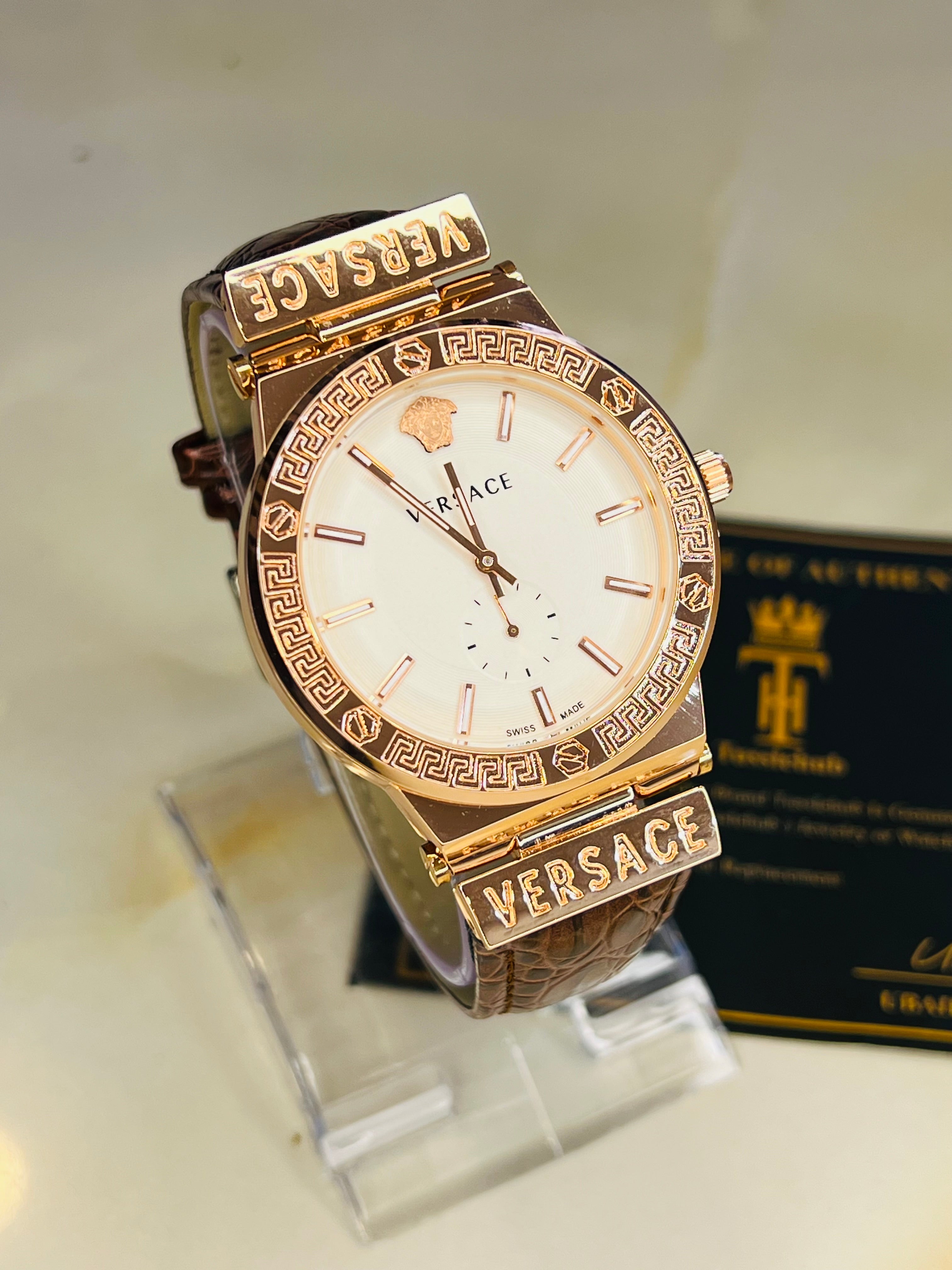 Brown Rose Gold Vers*ce Watch