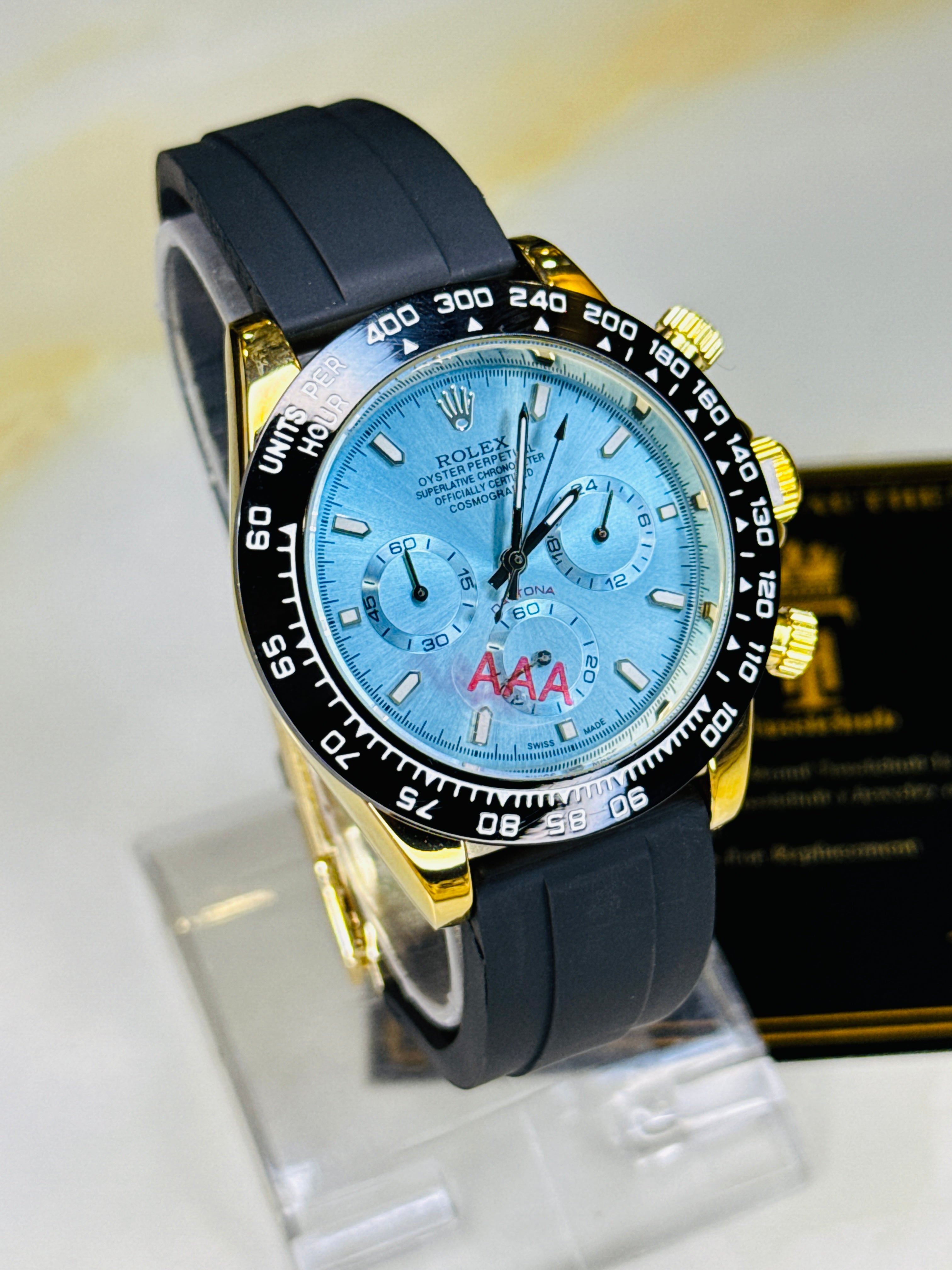 Gold Ice Blue Dial Daytona Chronographs Dial Watch