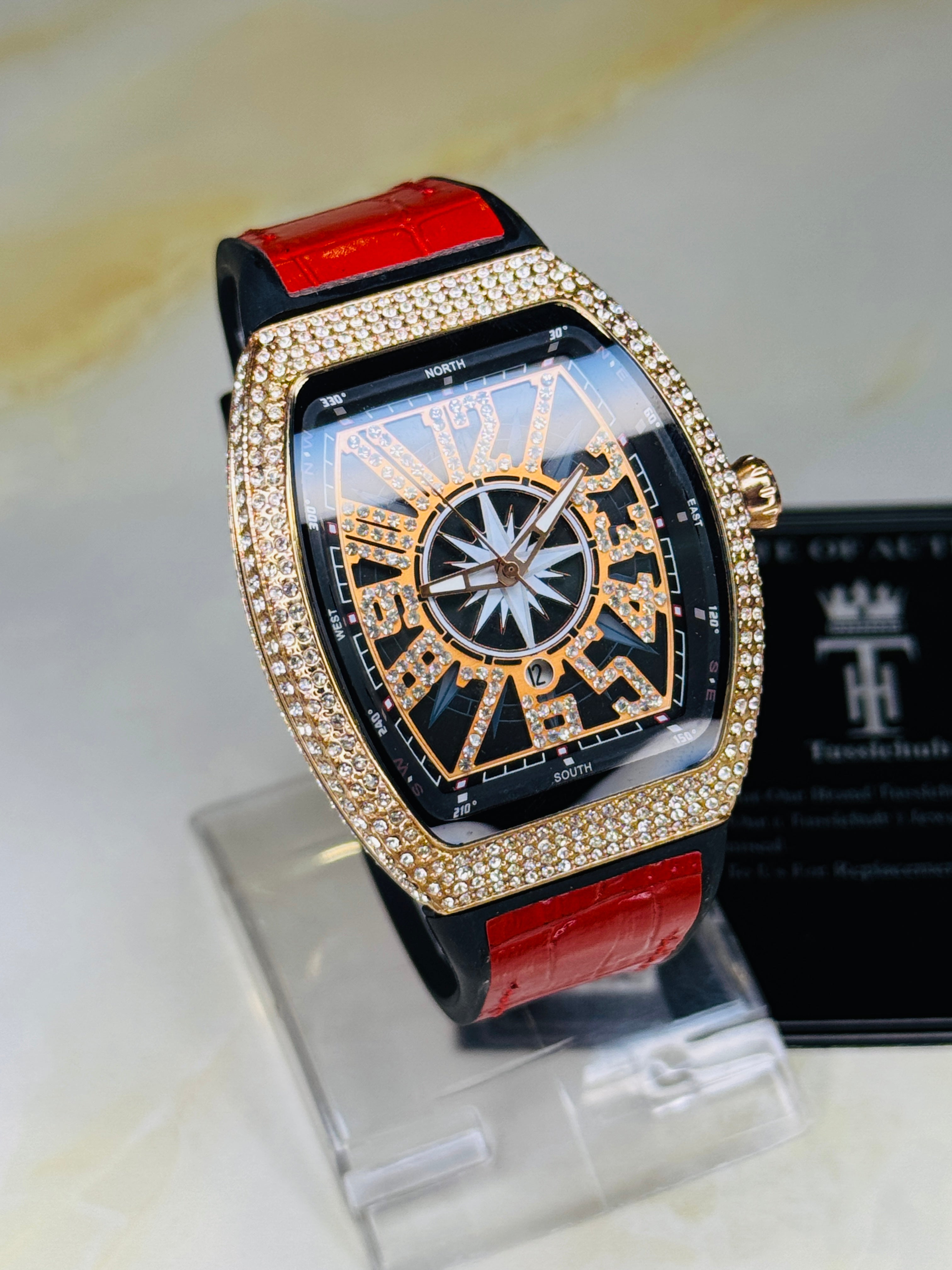 Vanguard Red Rose Gold Iced Frank Muller Watch
