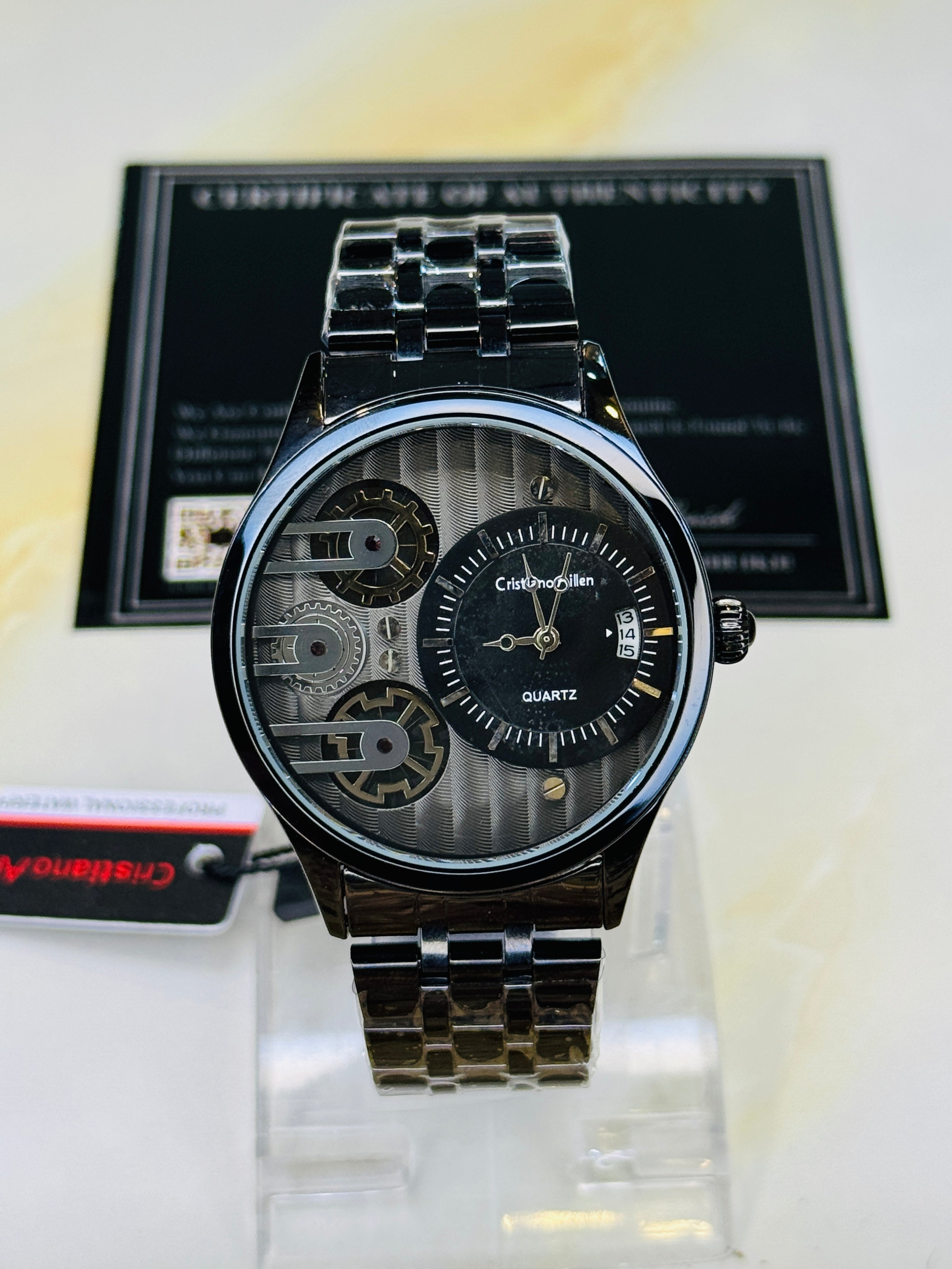 All Black Cristiano Aillen Dual Gear Watch