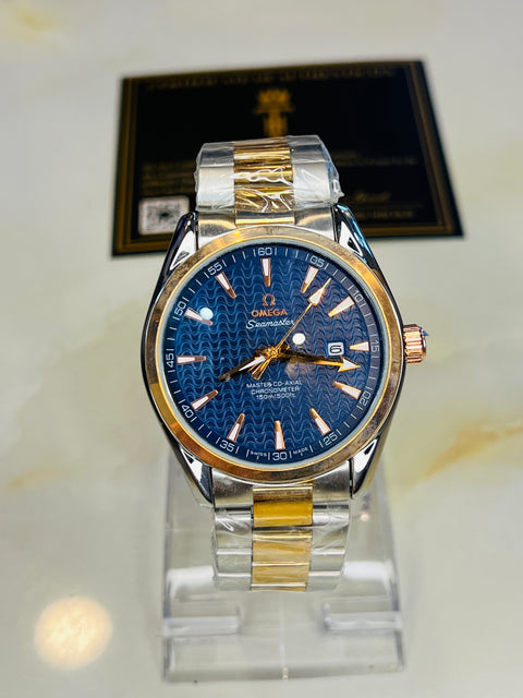 Automatic Sea Master Two Tone Blue Dial Watch