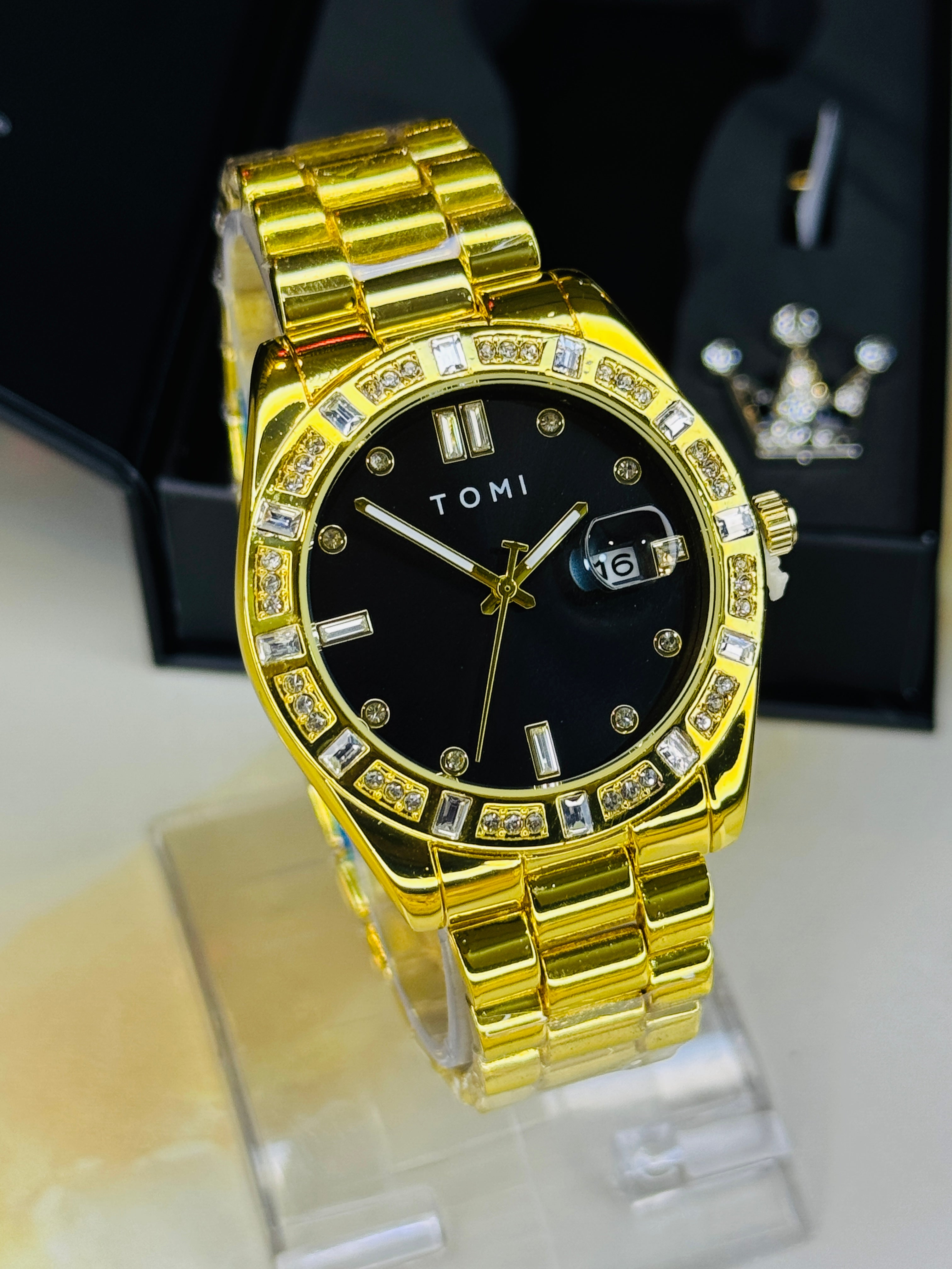 Tomi S3 Zircon Gold Black Premium Watch