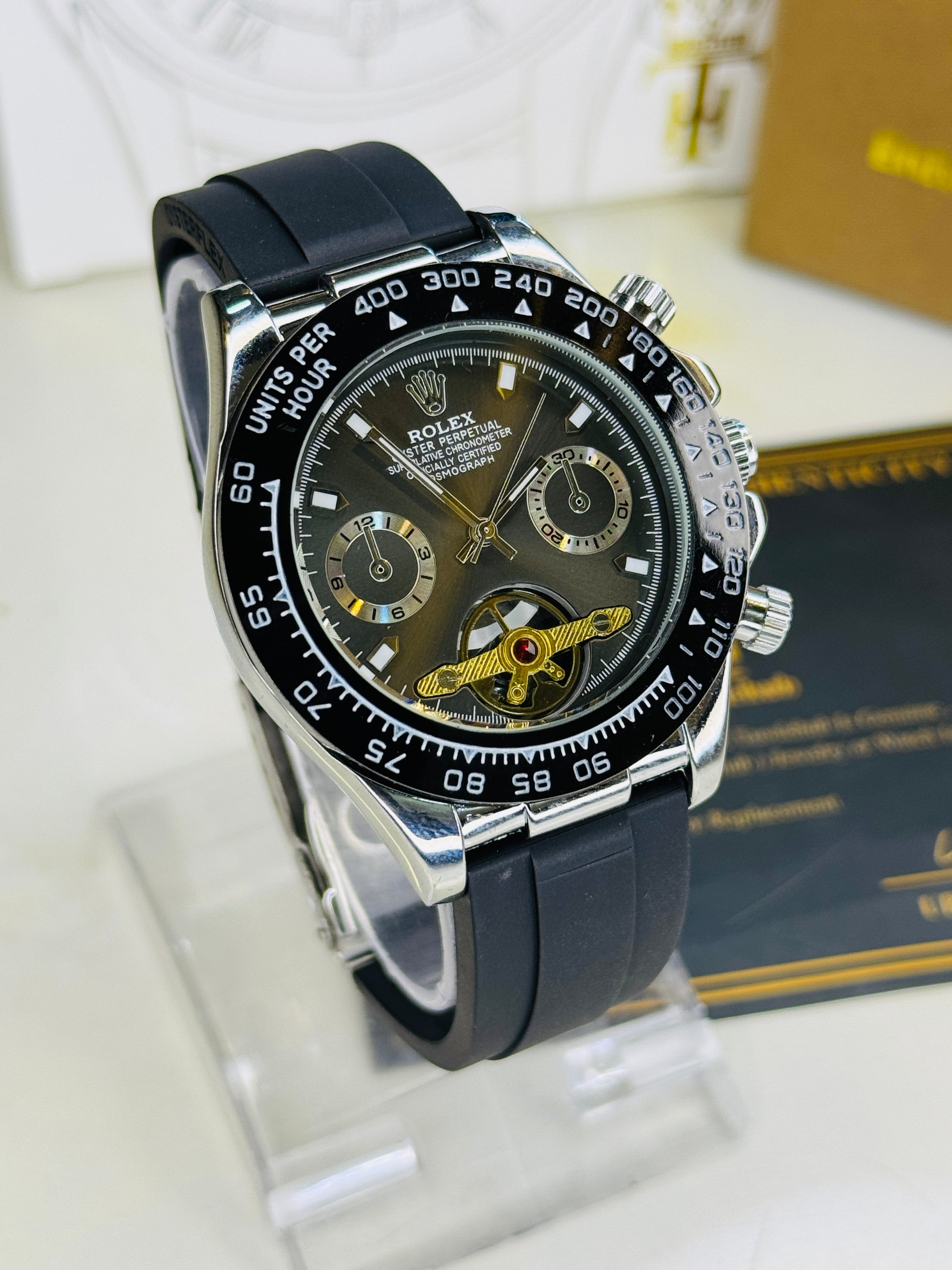 Skeleton Daytona Silver Black Watch