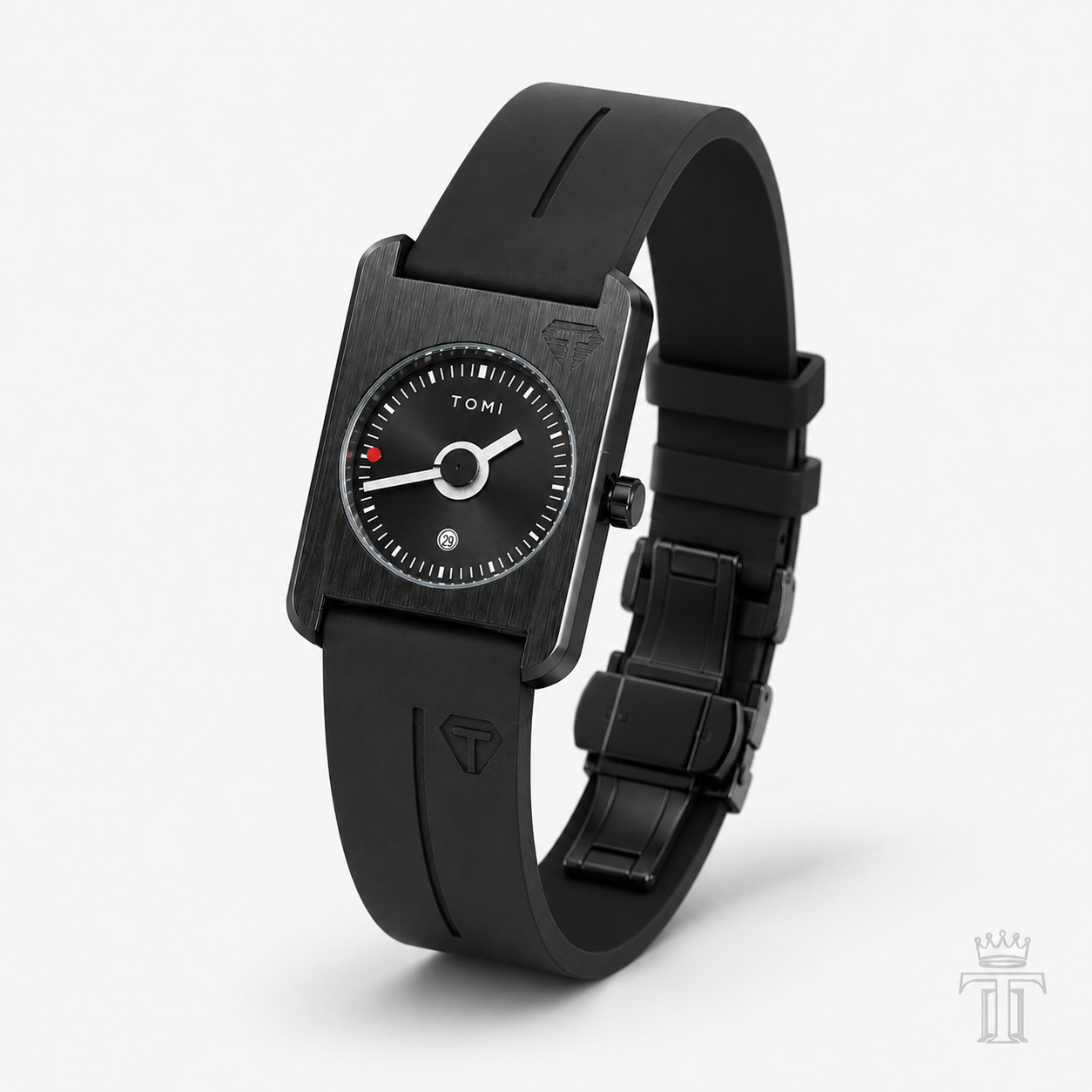 Tomi All Black Tank Magnetic Strap Watch