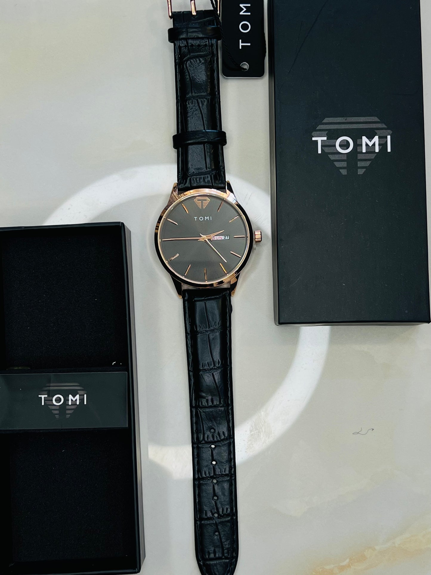 Tomi Day Date Gold Black Watch