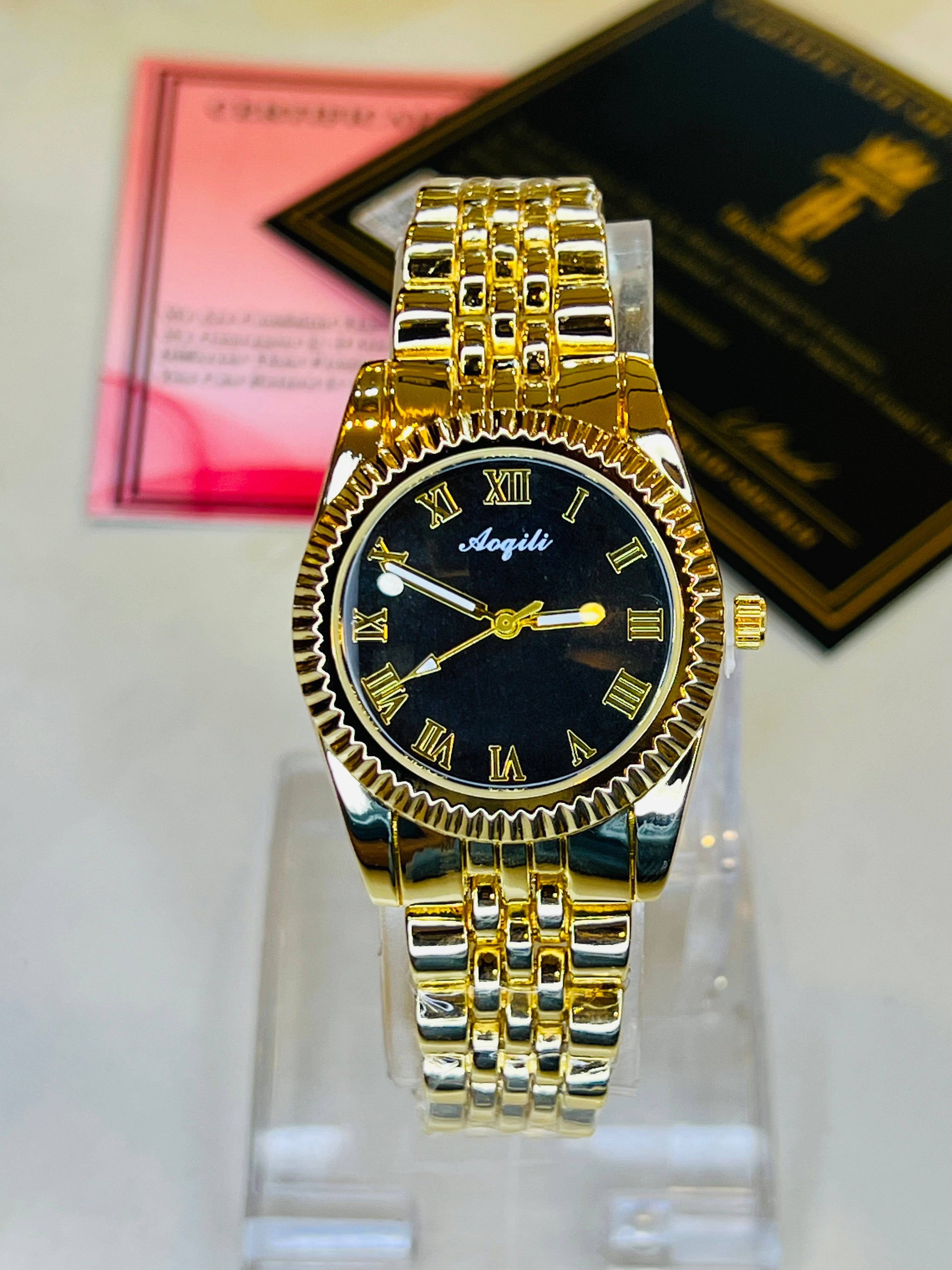 Gold Black Aoqili Roman Watch for her