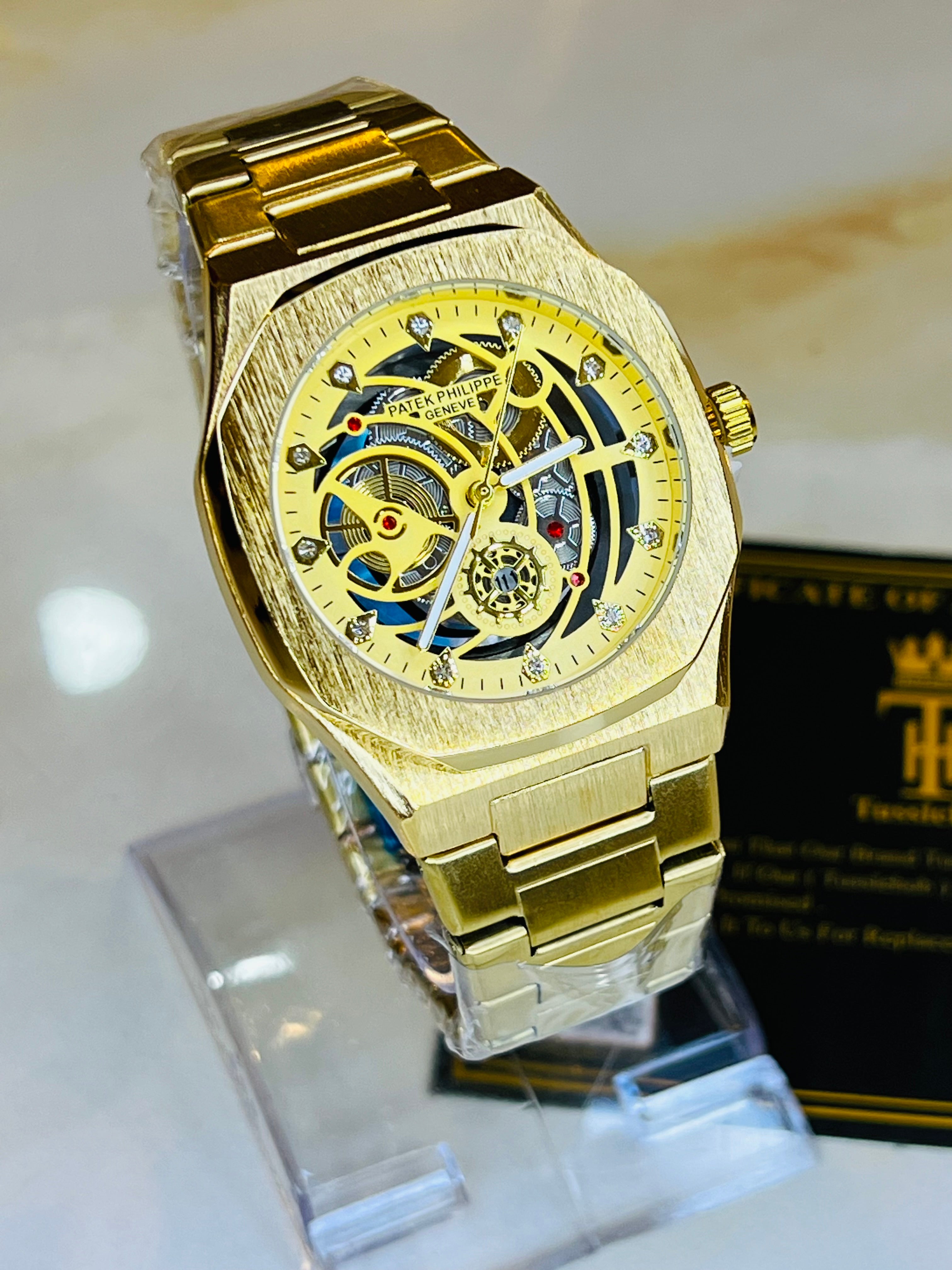 All Gold Skeleton Chain Strap PP watch