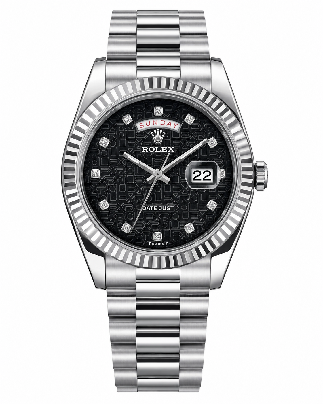 Premium Day Date Silver Black Dial Rolex Watch