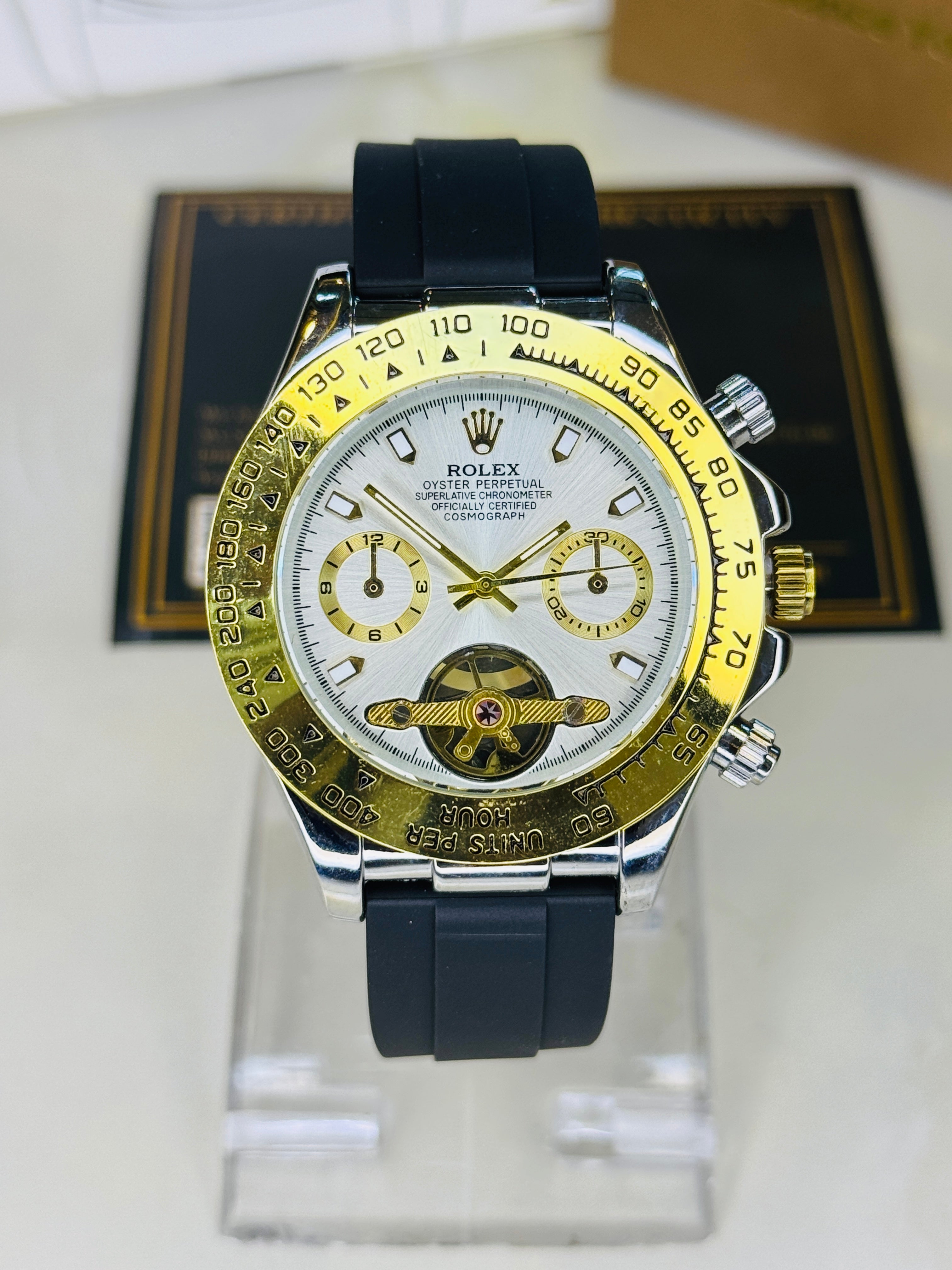Skeleton Daytona Silver Gold Watch