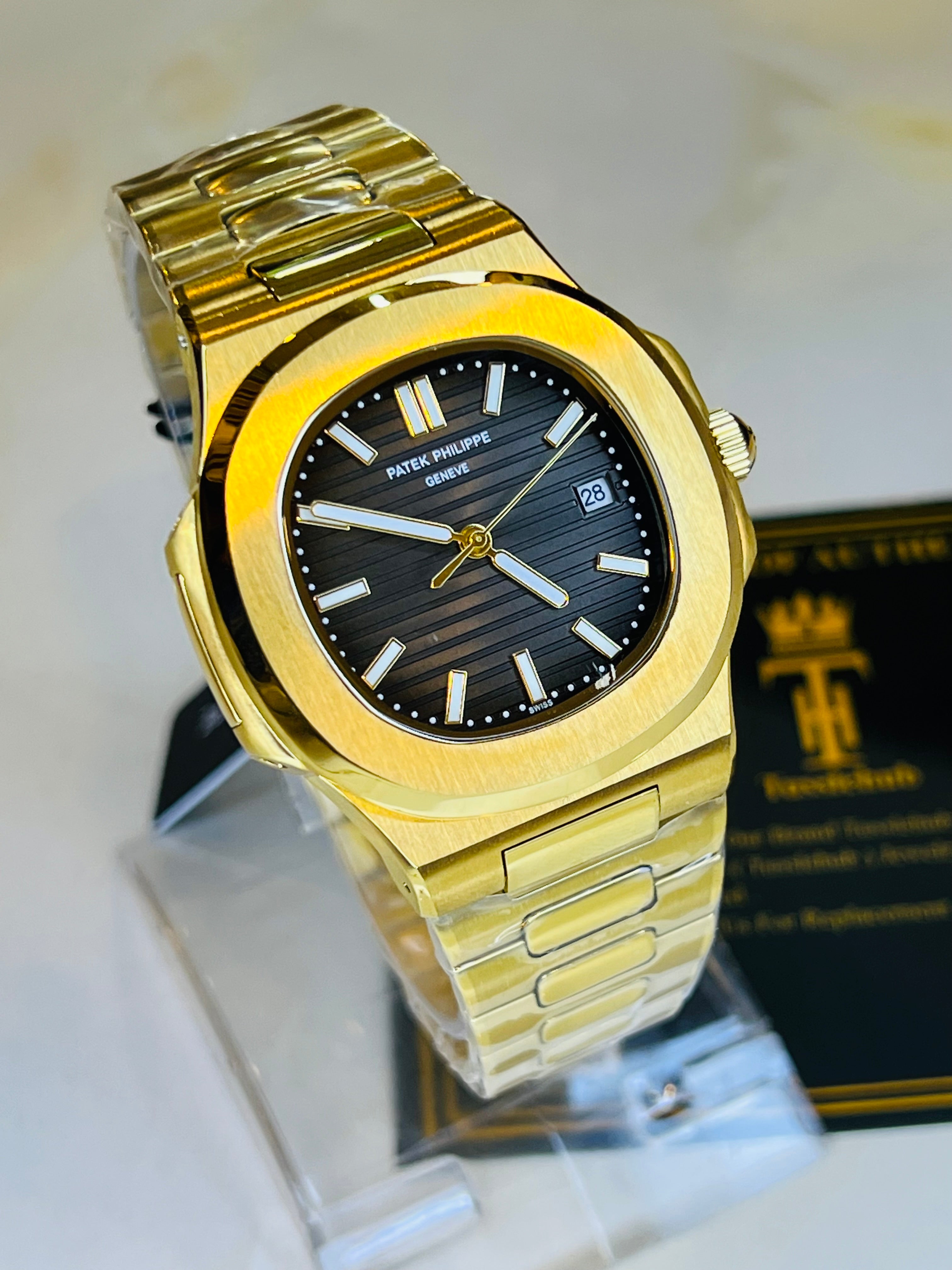 Gold Black Automatic Nautilus Super Clone Watch