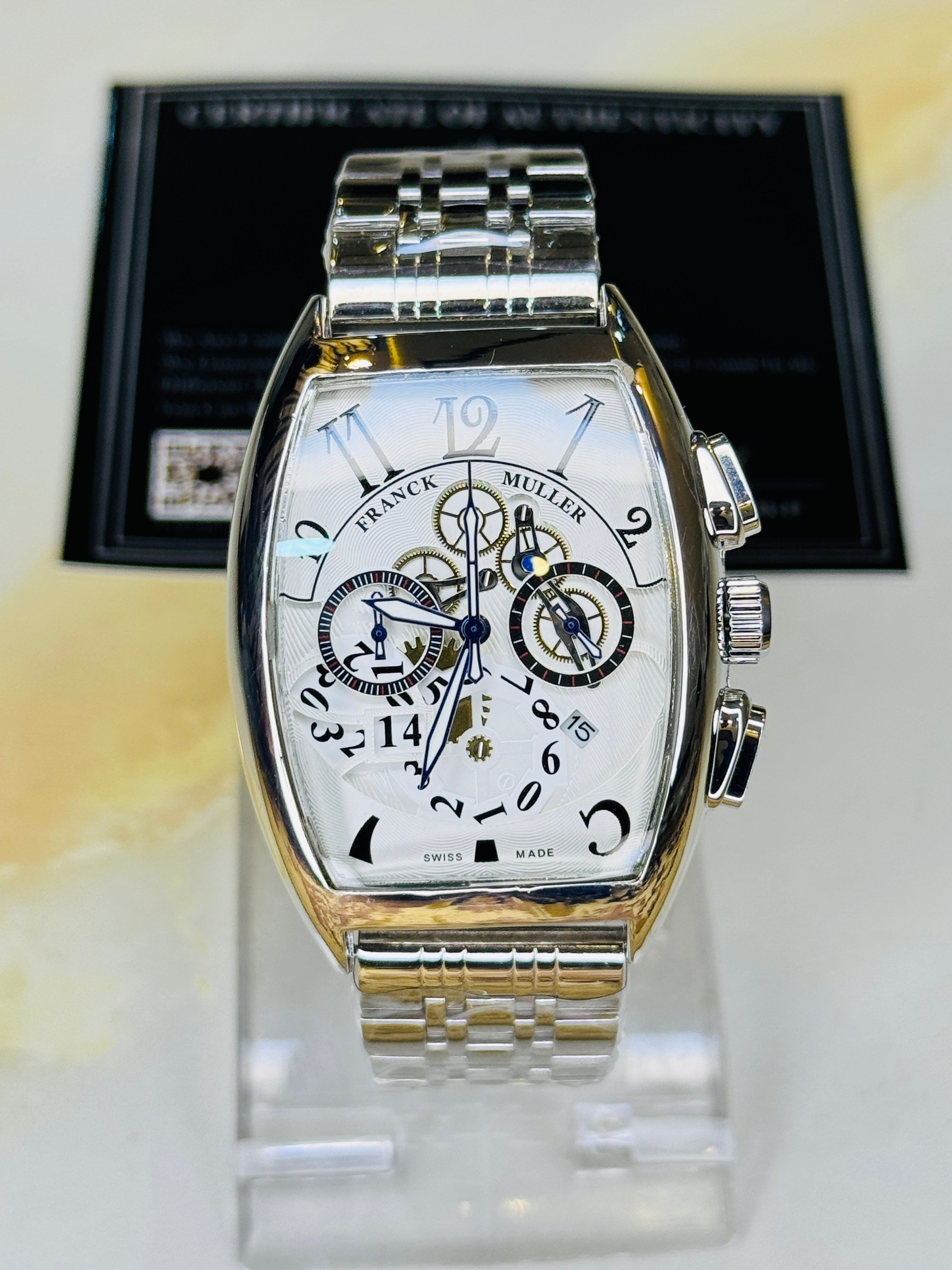 Chain Frank Muller Silver White Chronograph Dial Watch