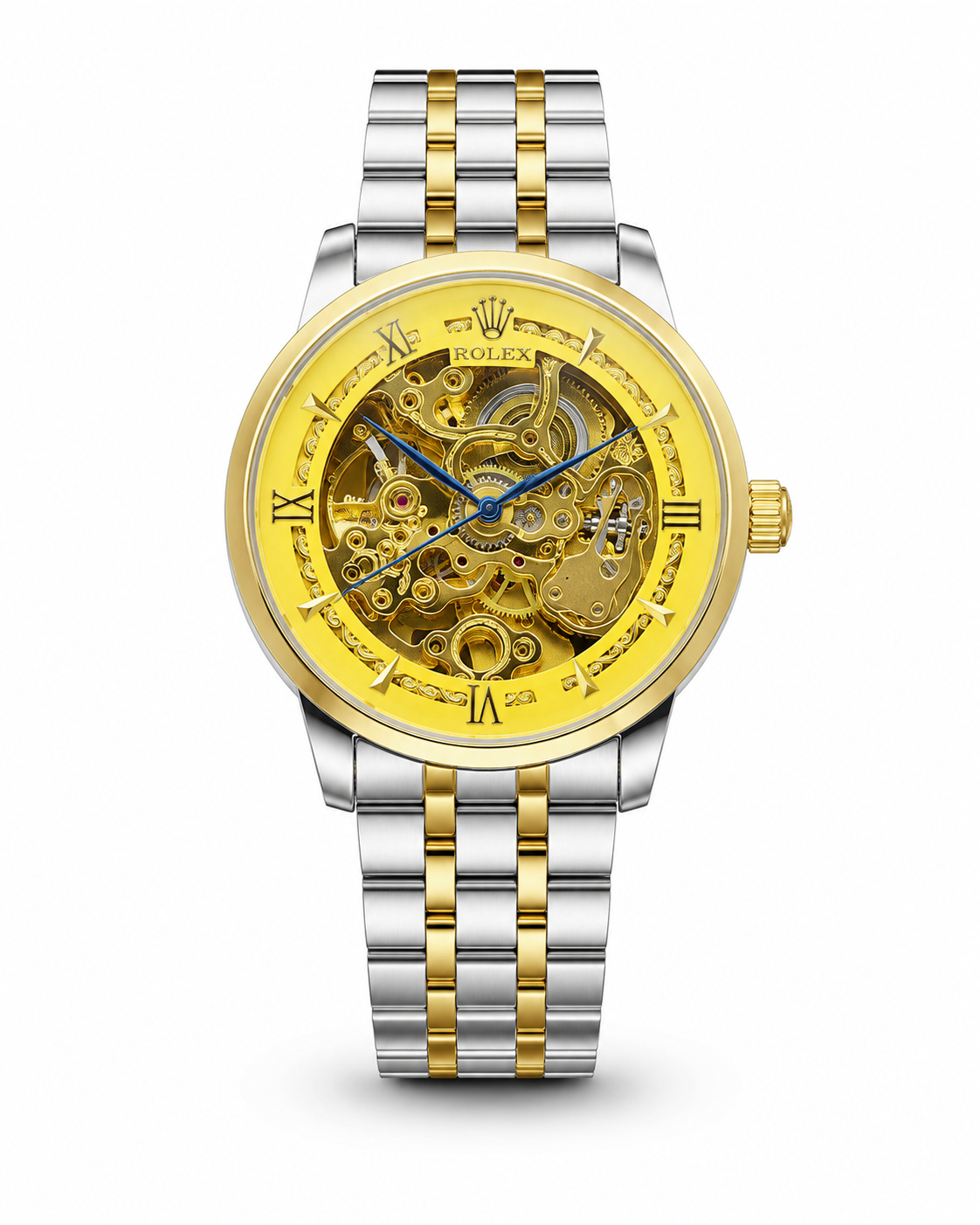 R-1 Two Tone Gold Chain Strap Skeleton Automatic Watch