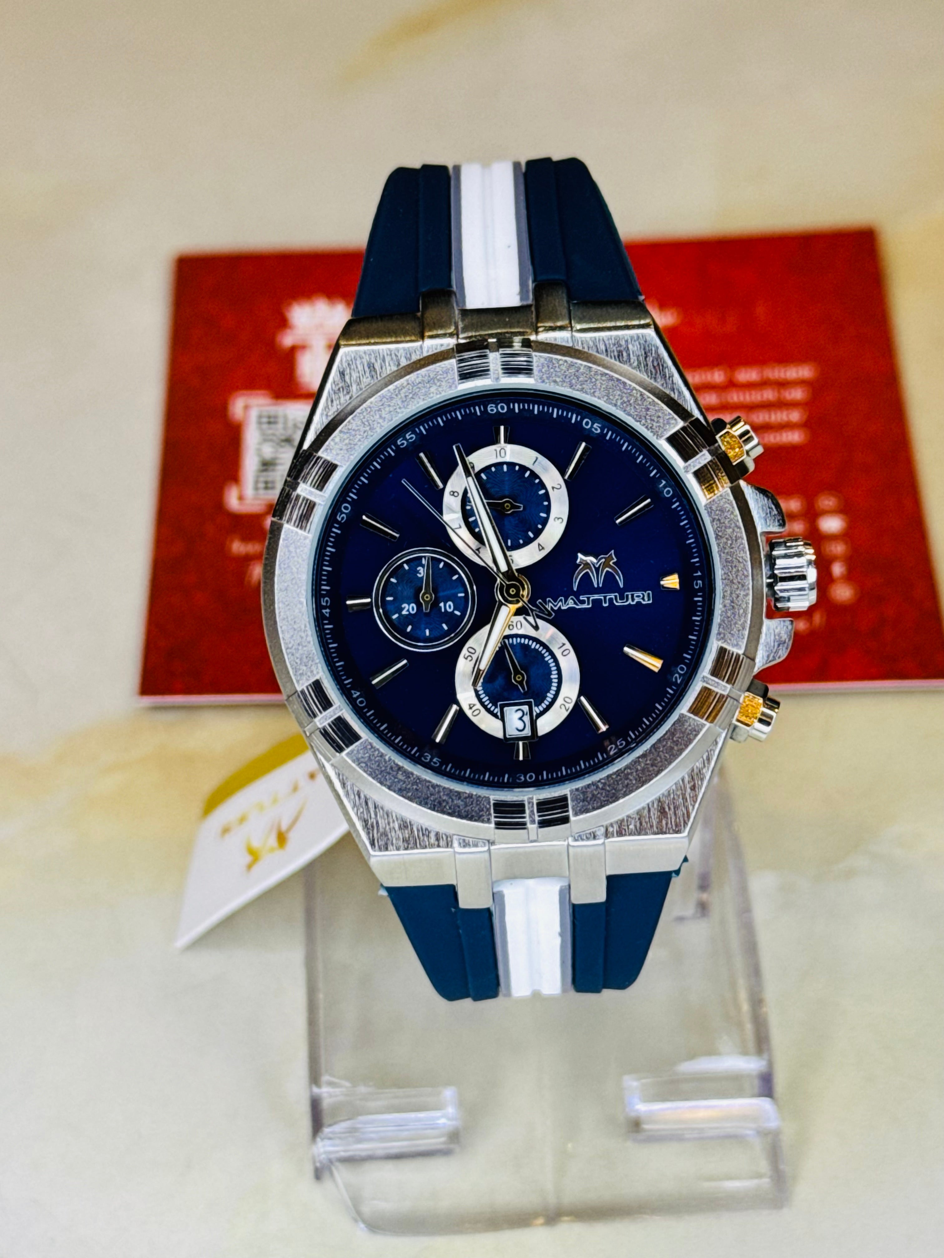 Blue Silver Matturi Shift Chronograph Watch
