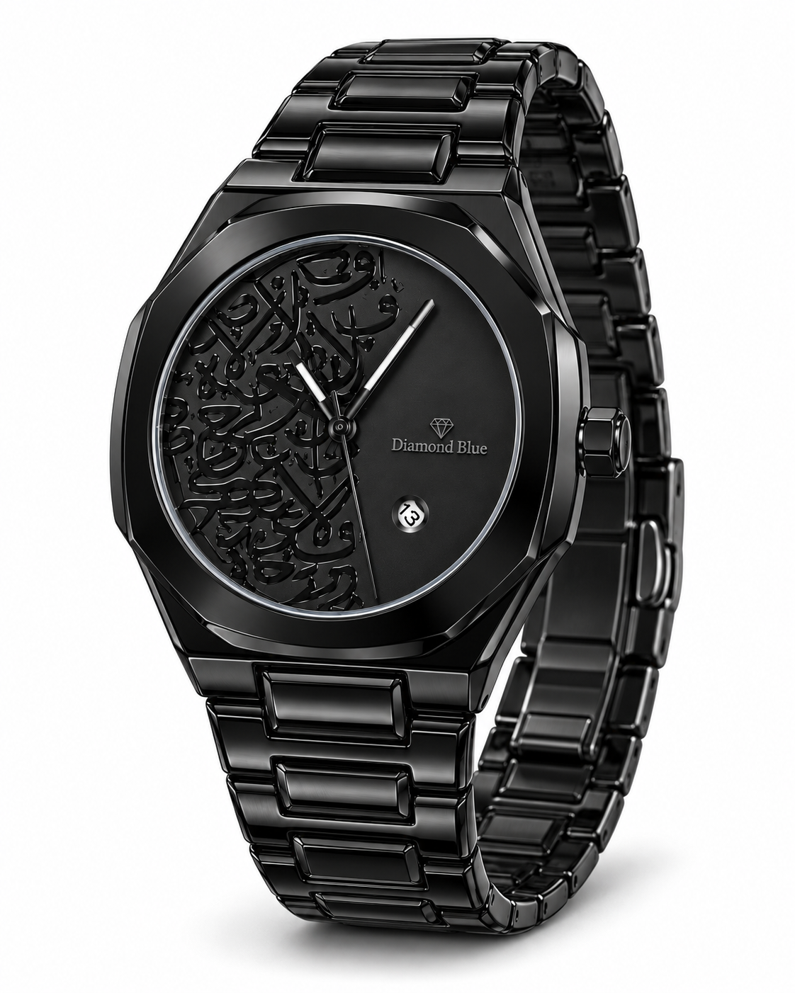 All Black Arabic Calligraphy Watch