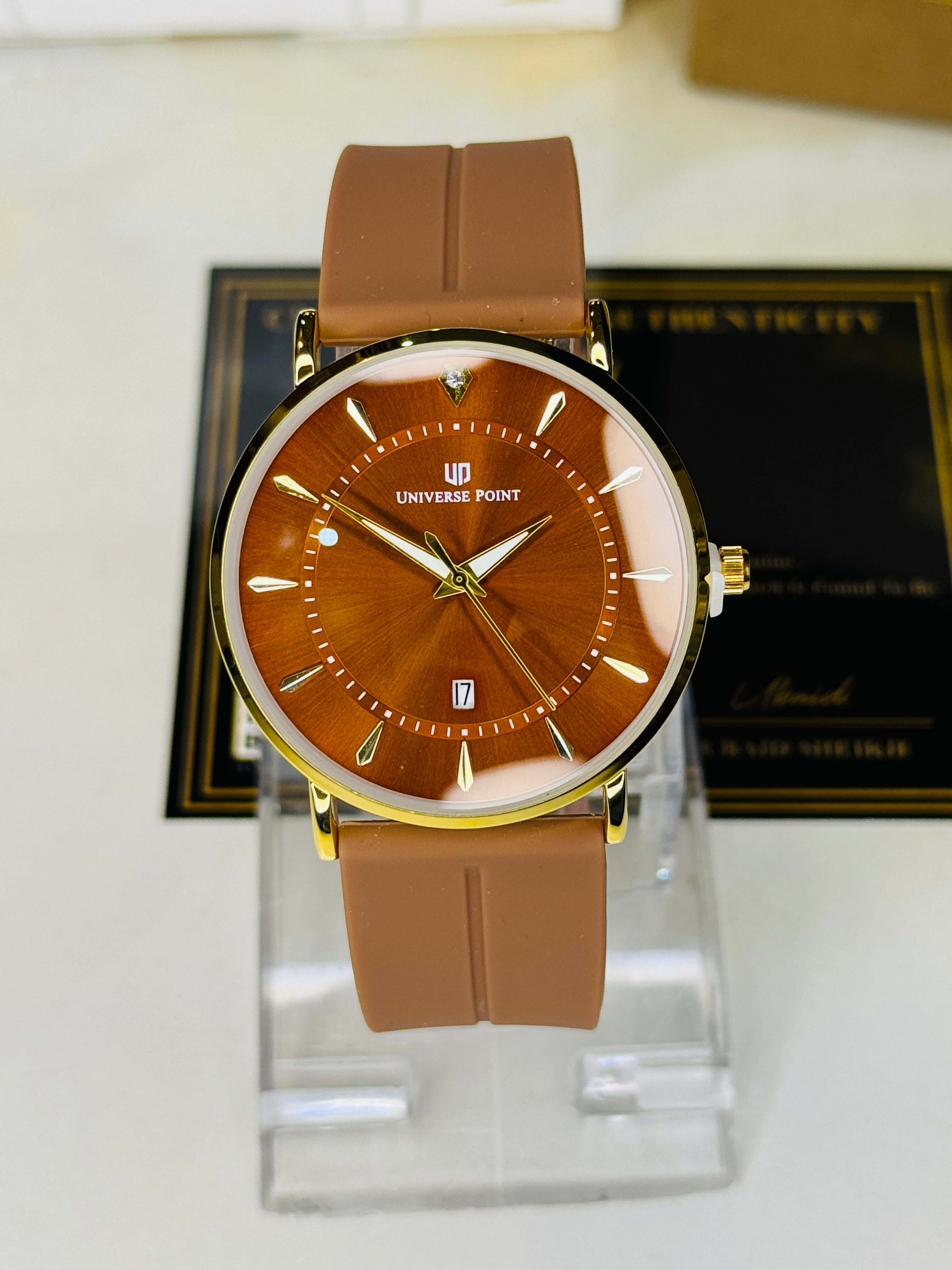Brown Gold Slim Balloon Universe Point Watch