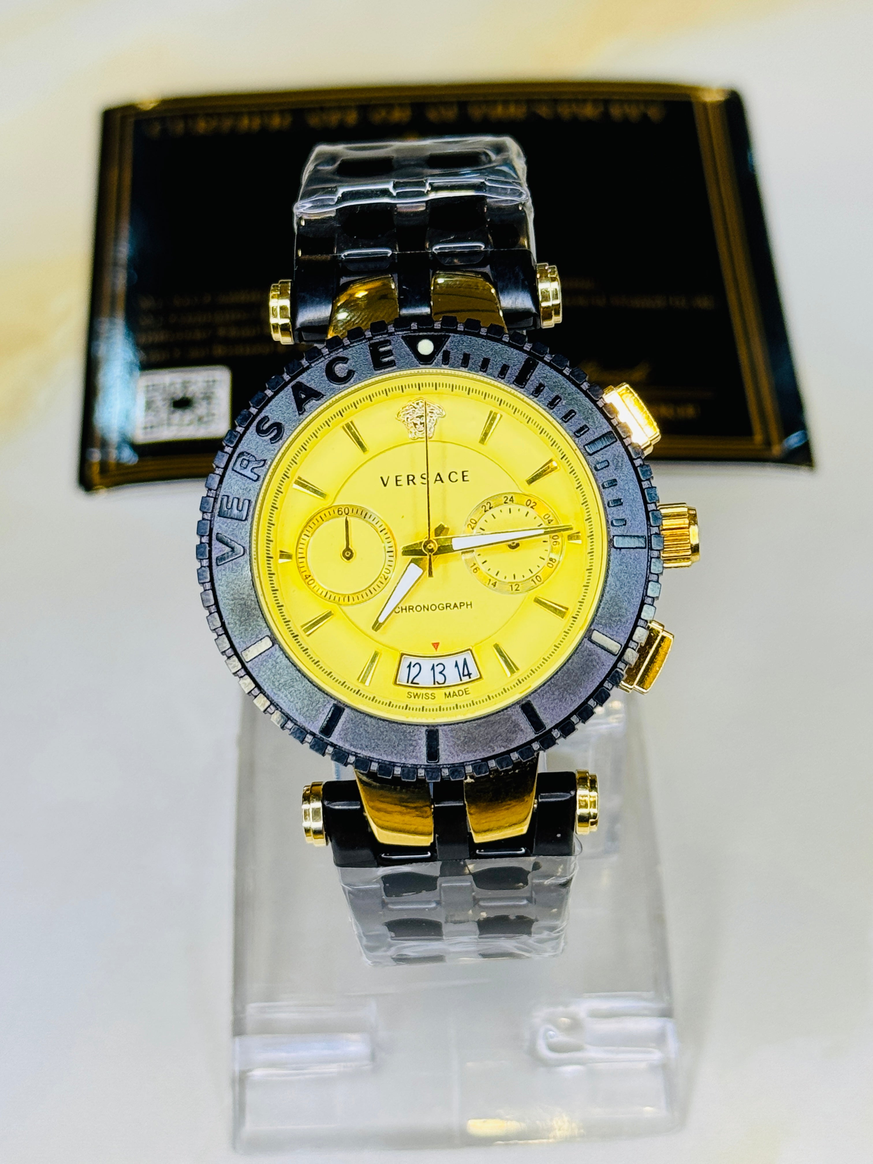 Millionaire Black Versace Gold Chronograph Dial Watch