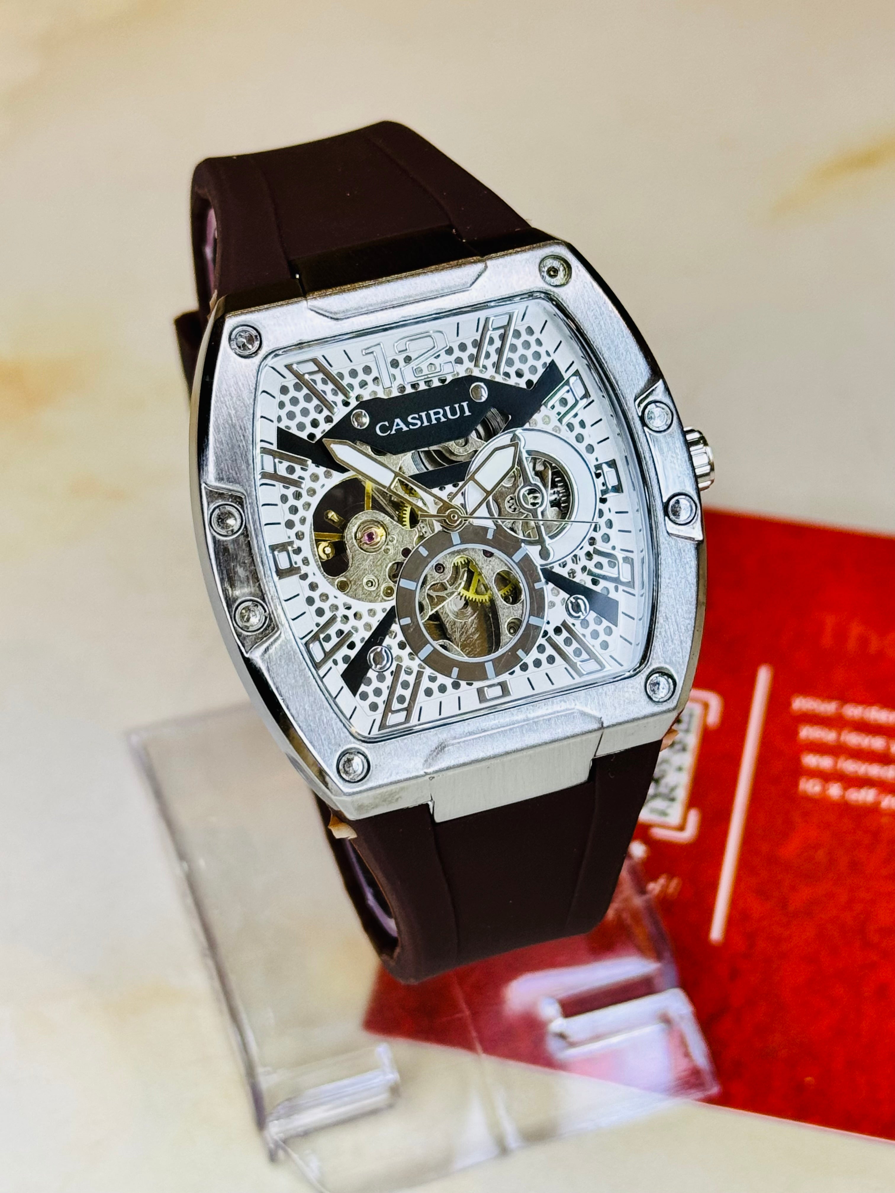 Chocolate Automatic Skeleton RM Dial Watch